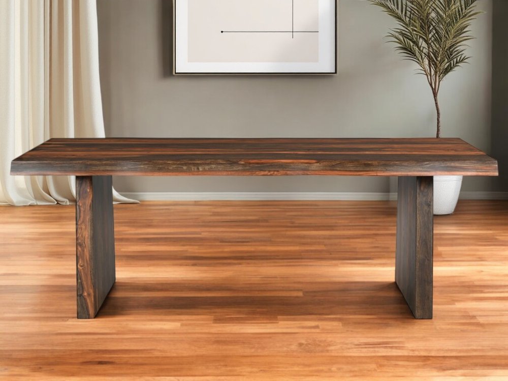 86" Dark Brown Wood Dining Table