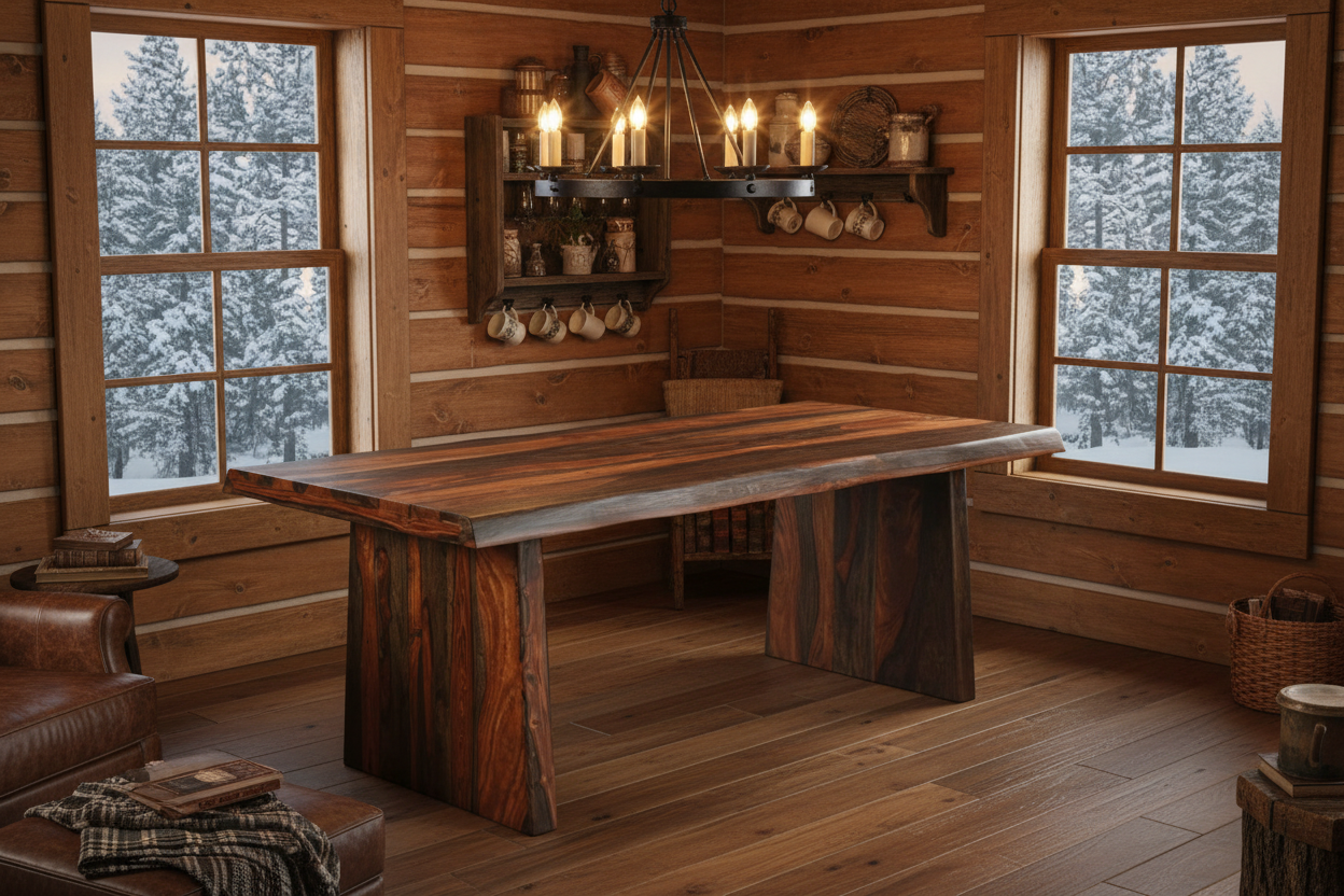 86" Dark Brown Wood Dining Table