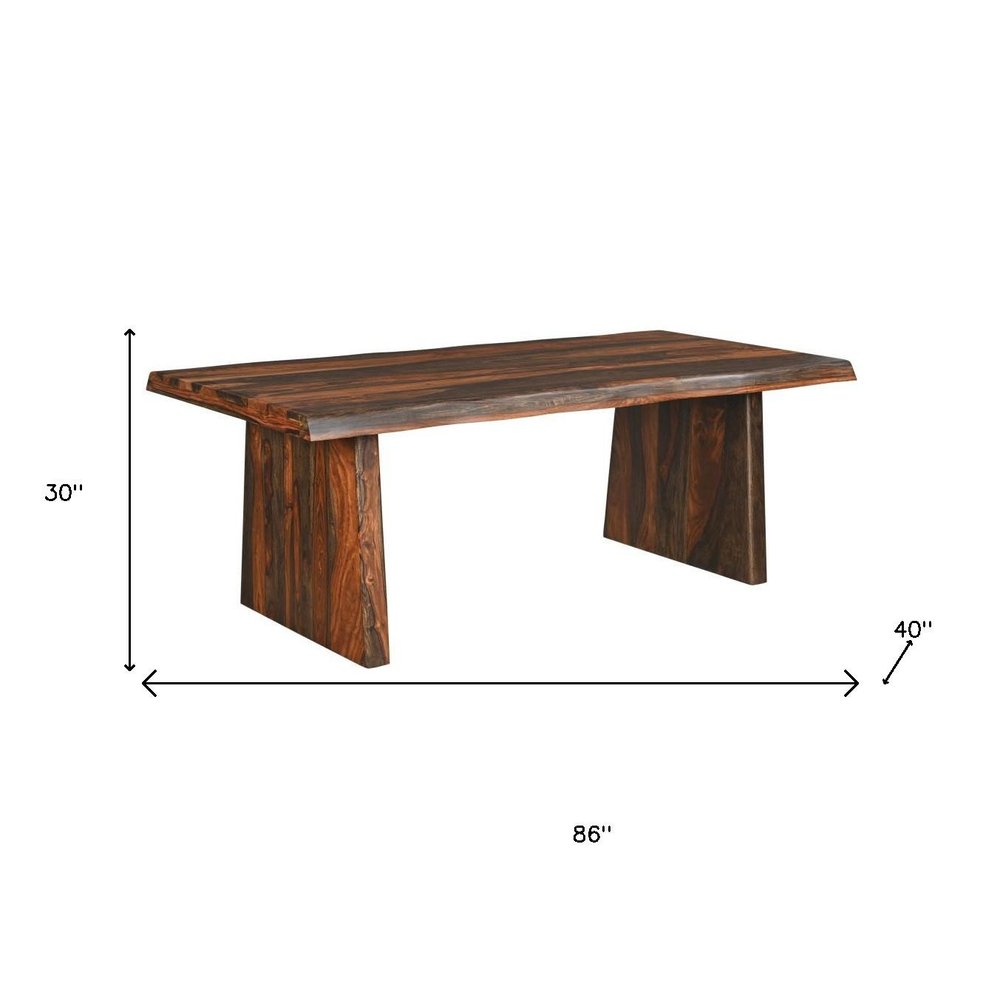 86" Dark Brown Wood Dining Table