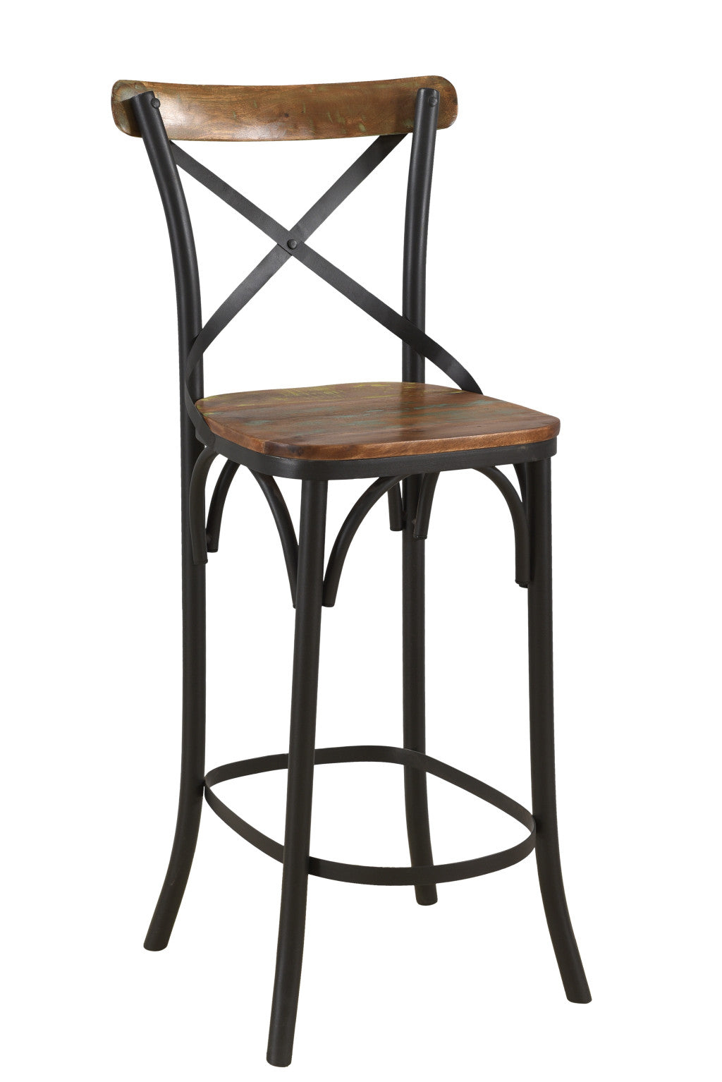 46" Brown and Black Industrial Bar Chair