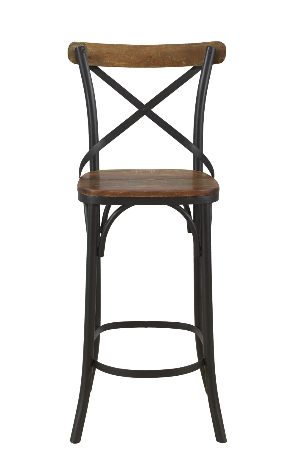 46" Brown and Black Industrial Bar Chair