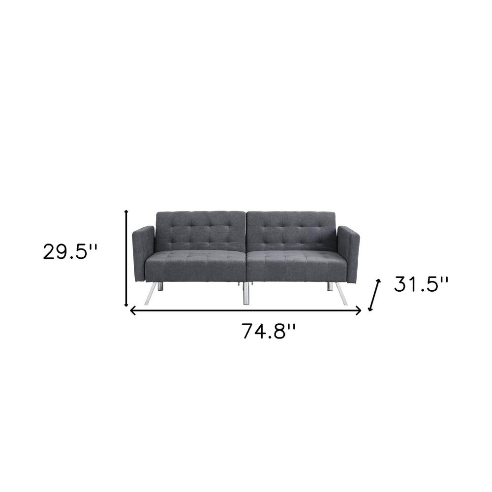 75" Dark Gray Mid-Century Sleeper Sofa