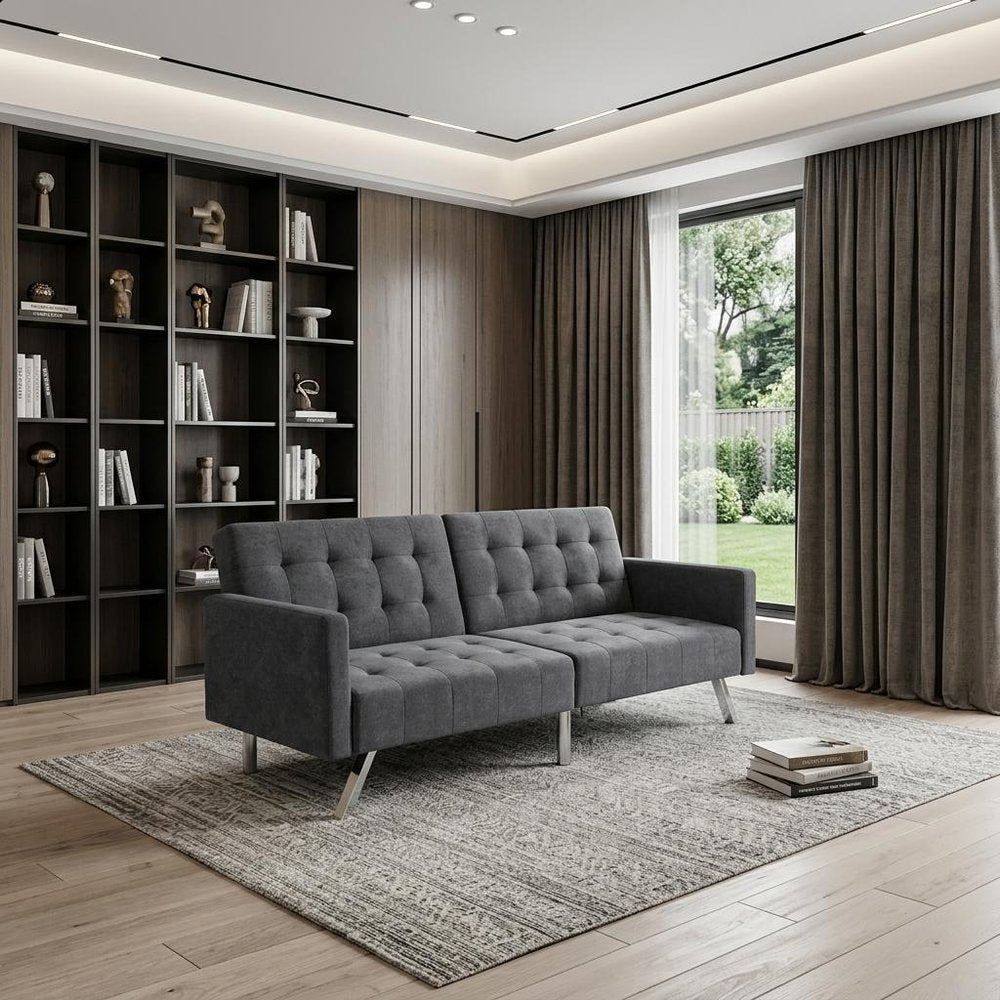 75" Dark Gray Mid-Century Sleeper Sofa