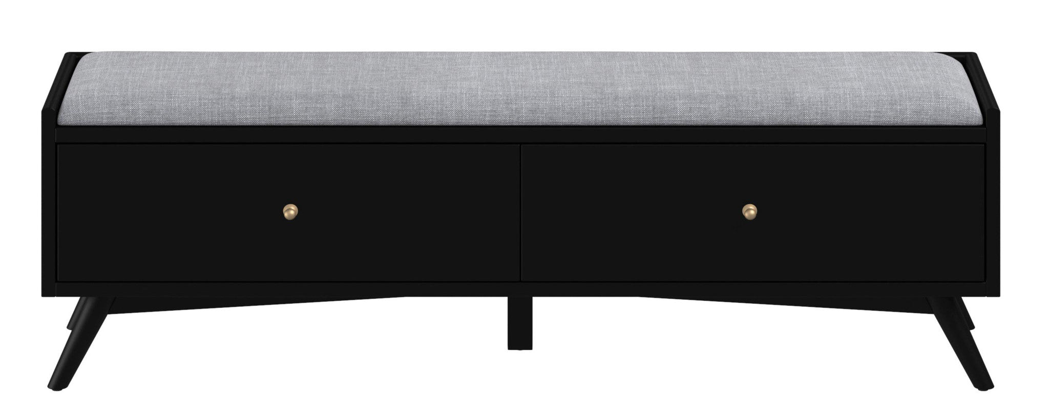 59" Black Bench with Drawers