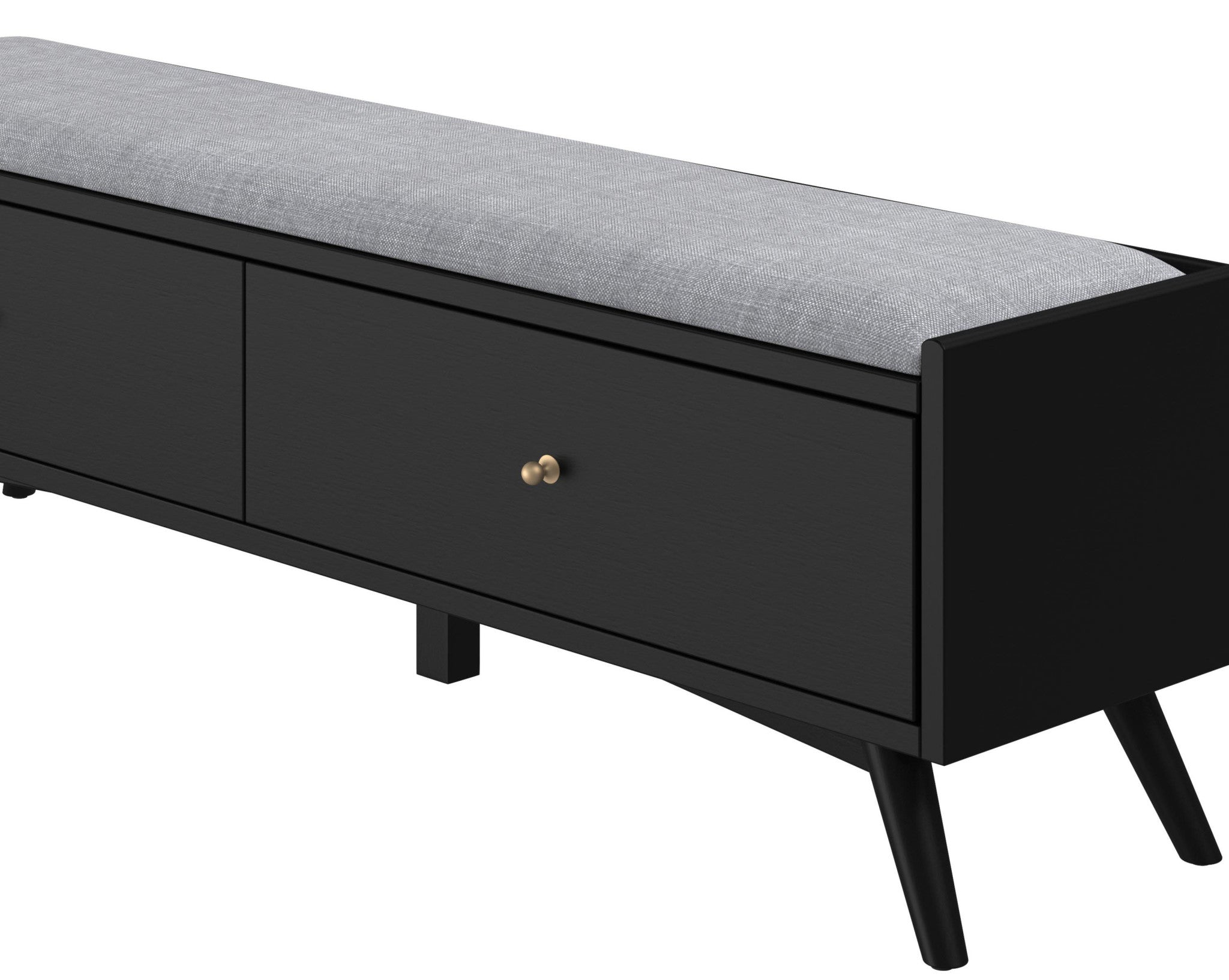 59" Black Bench with Drawers