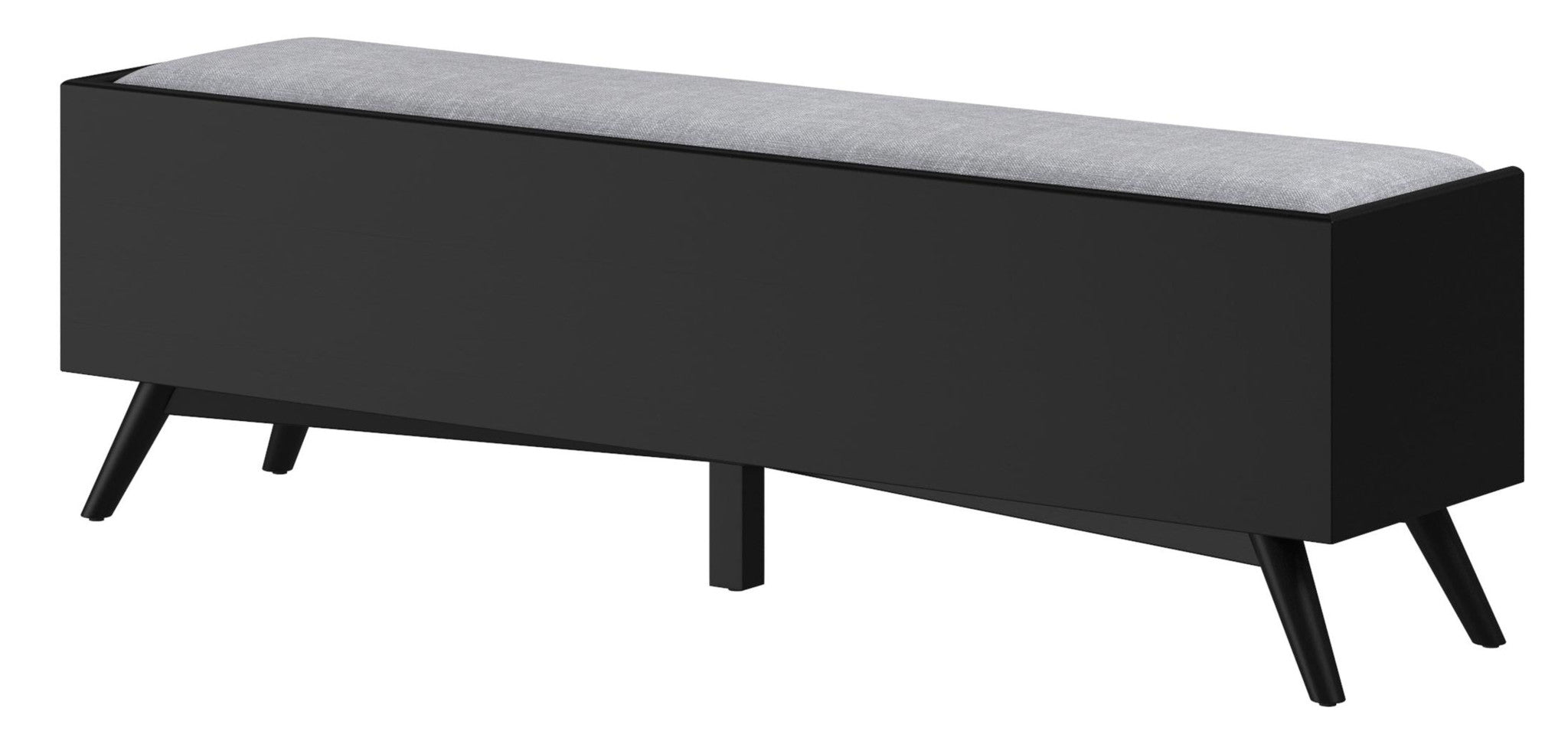 59" Black Bench with Drawers