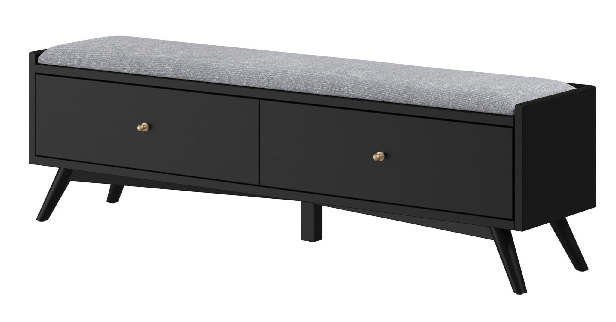 59" Black Bench with Drawers