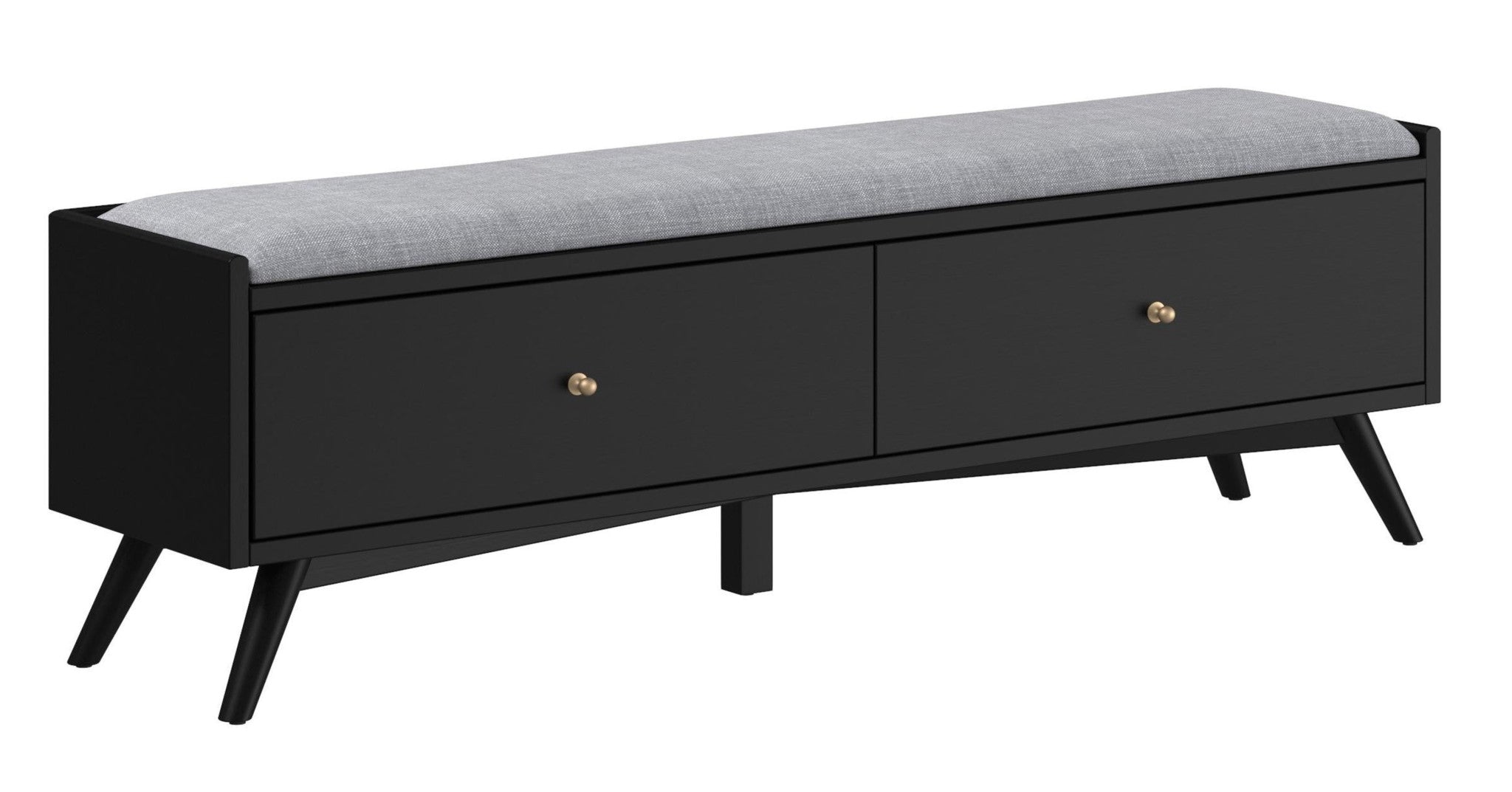 59" Black Bench with Drawers