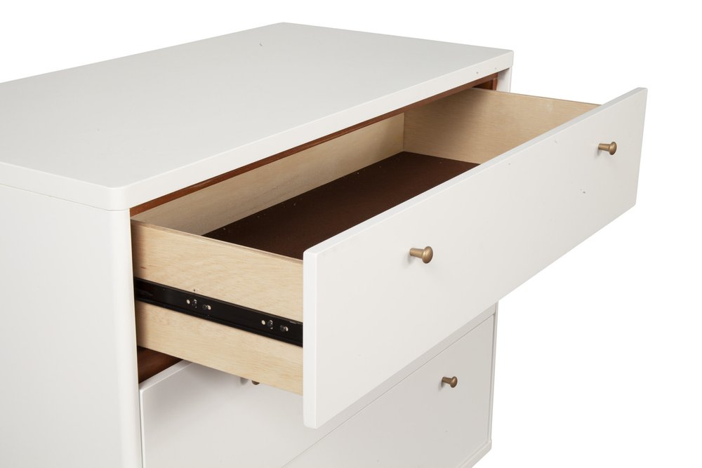 56" Brown and White Mid-Century 7 Drawer Dresser
