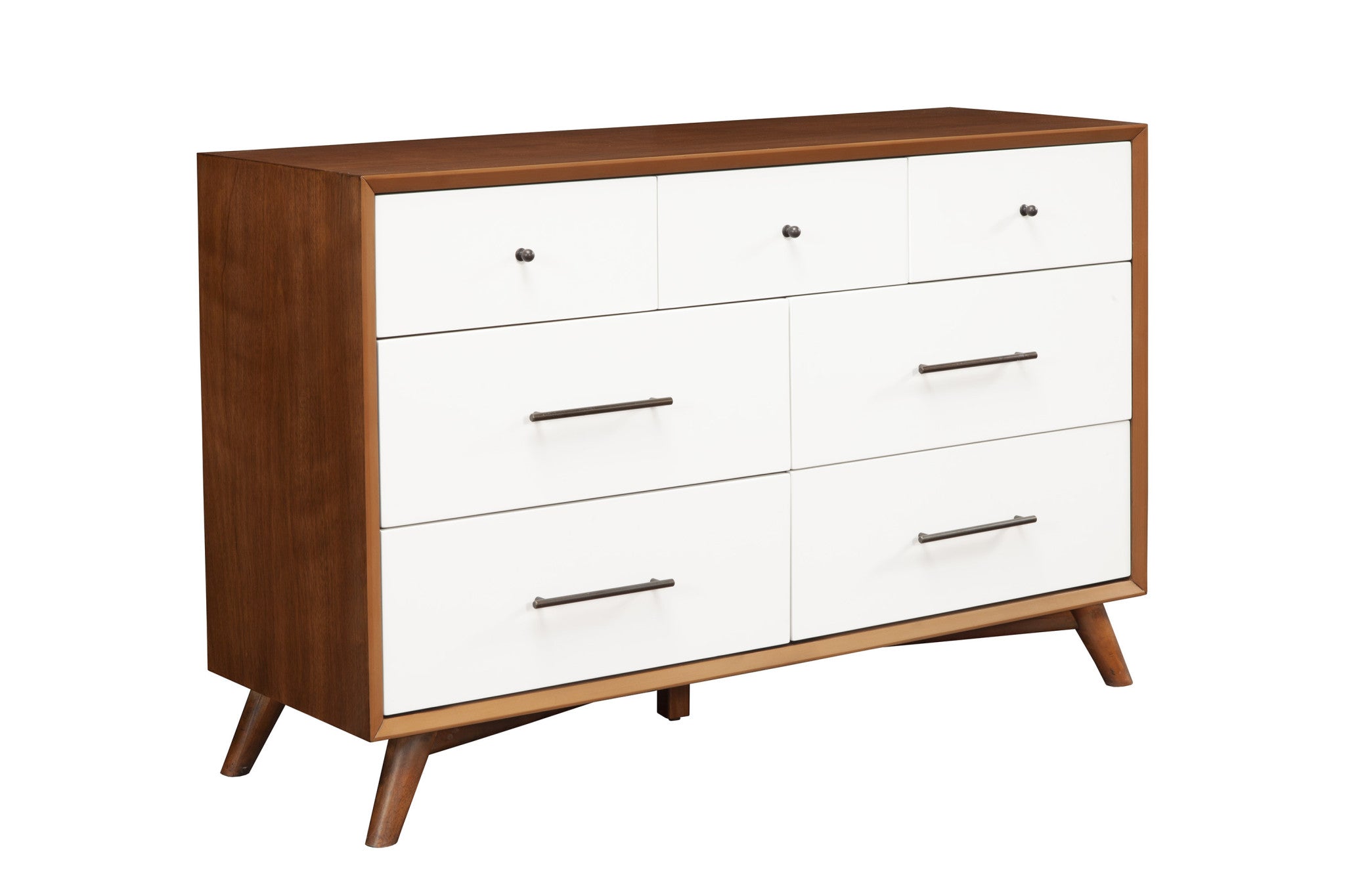 56" Wood Mid-Century 6-Drawer Dresser