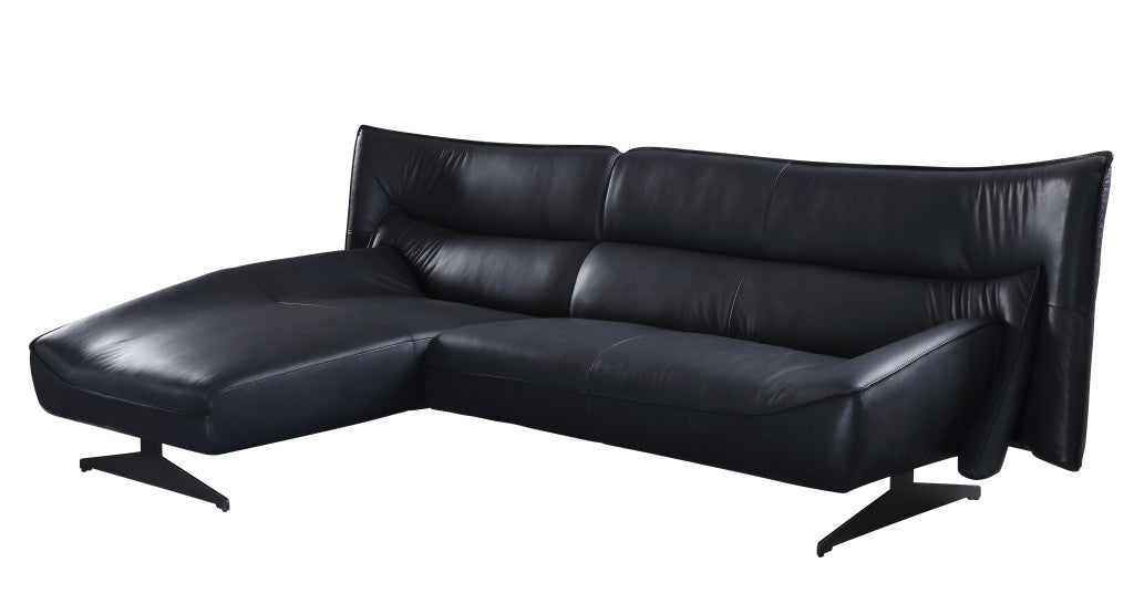 113" Dark Gray Leather Sofa and Chaise