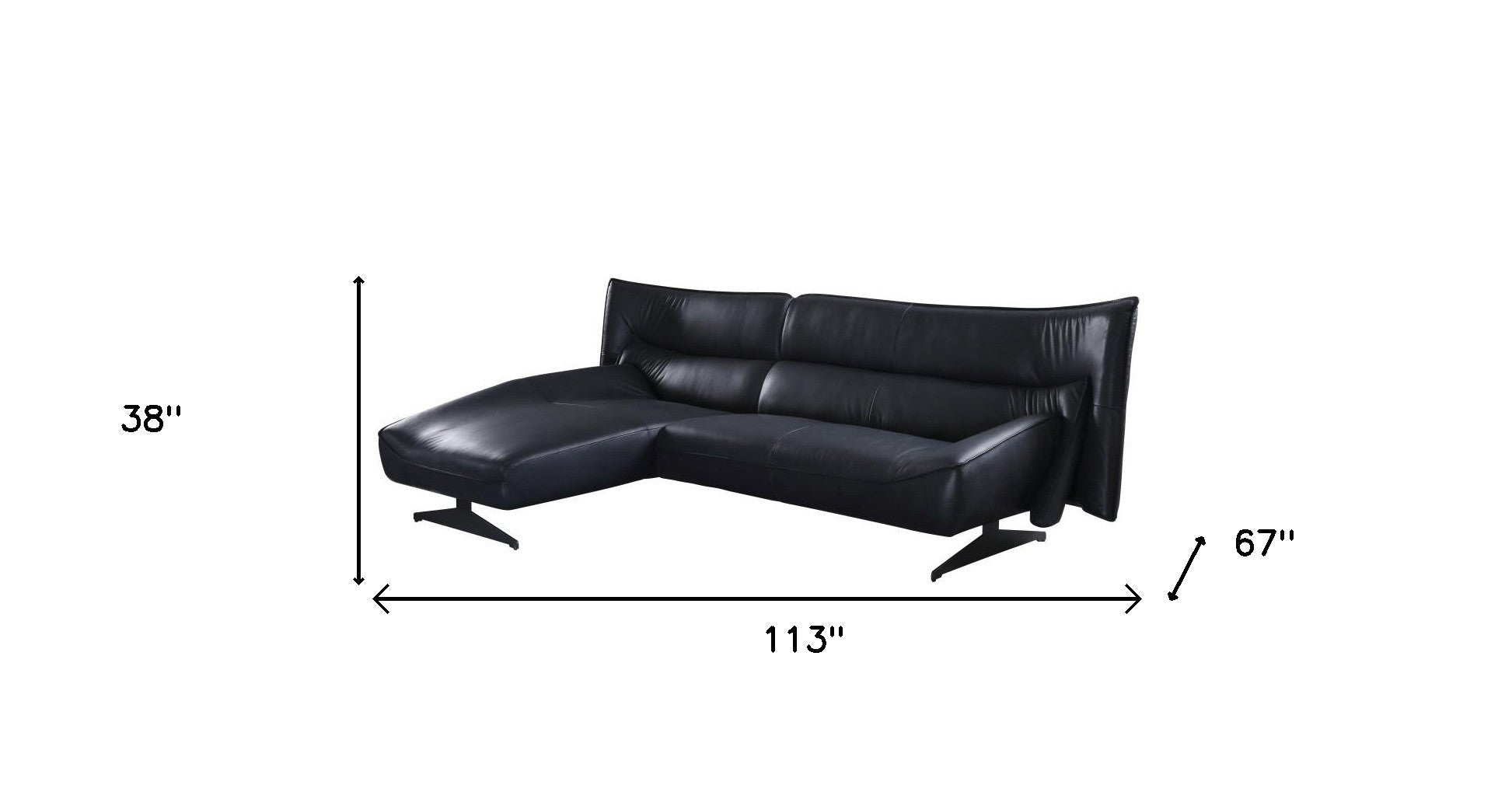 113" Dark Gray Leather Sofa and Chaise