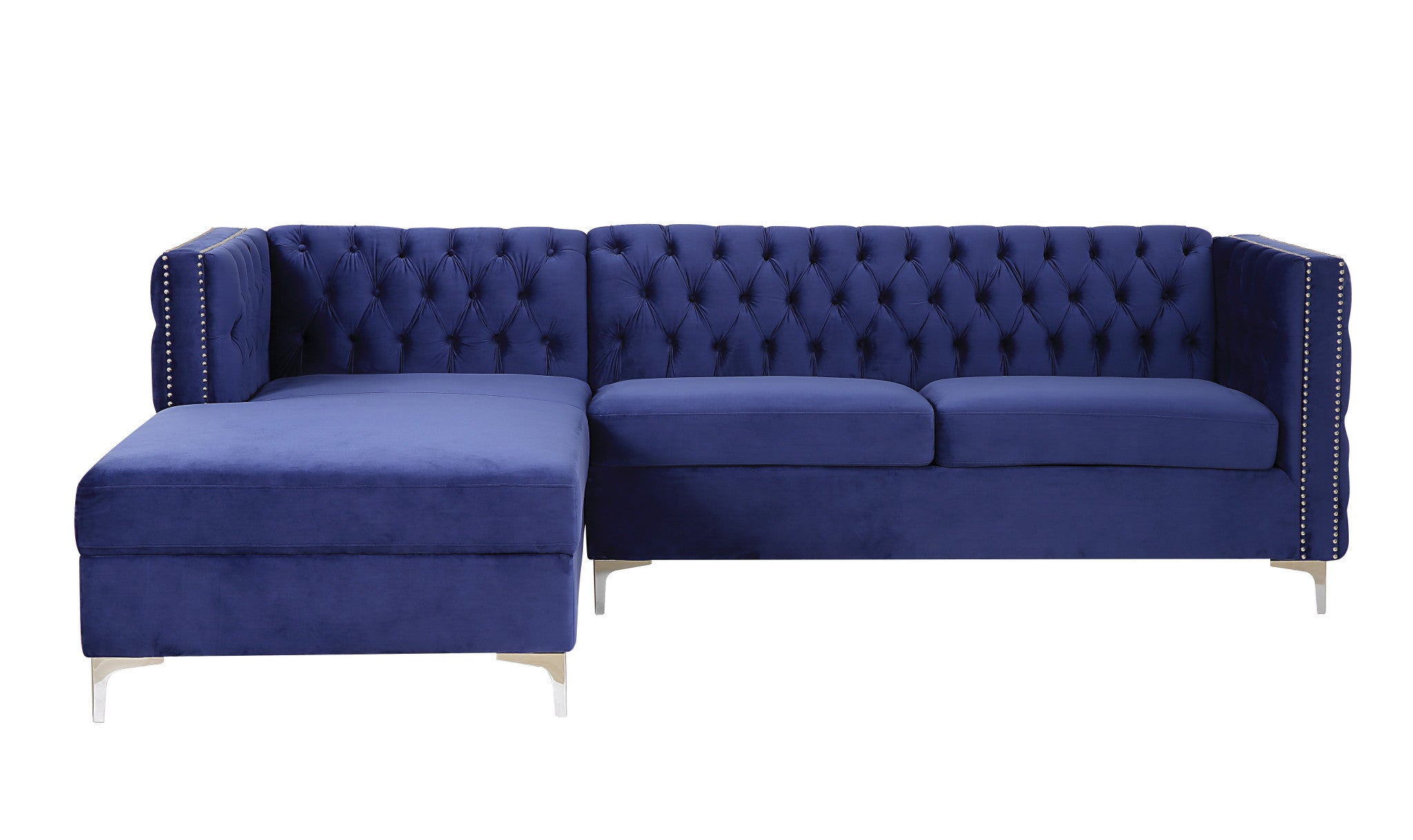 108" Velvet Tuxedo Chaise Sofa