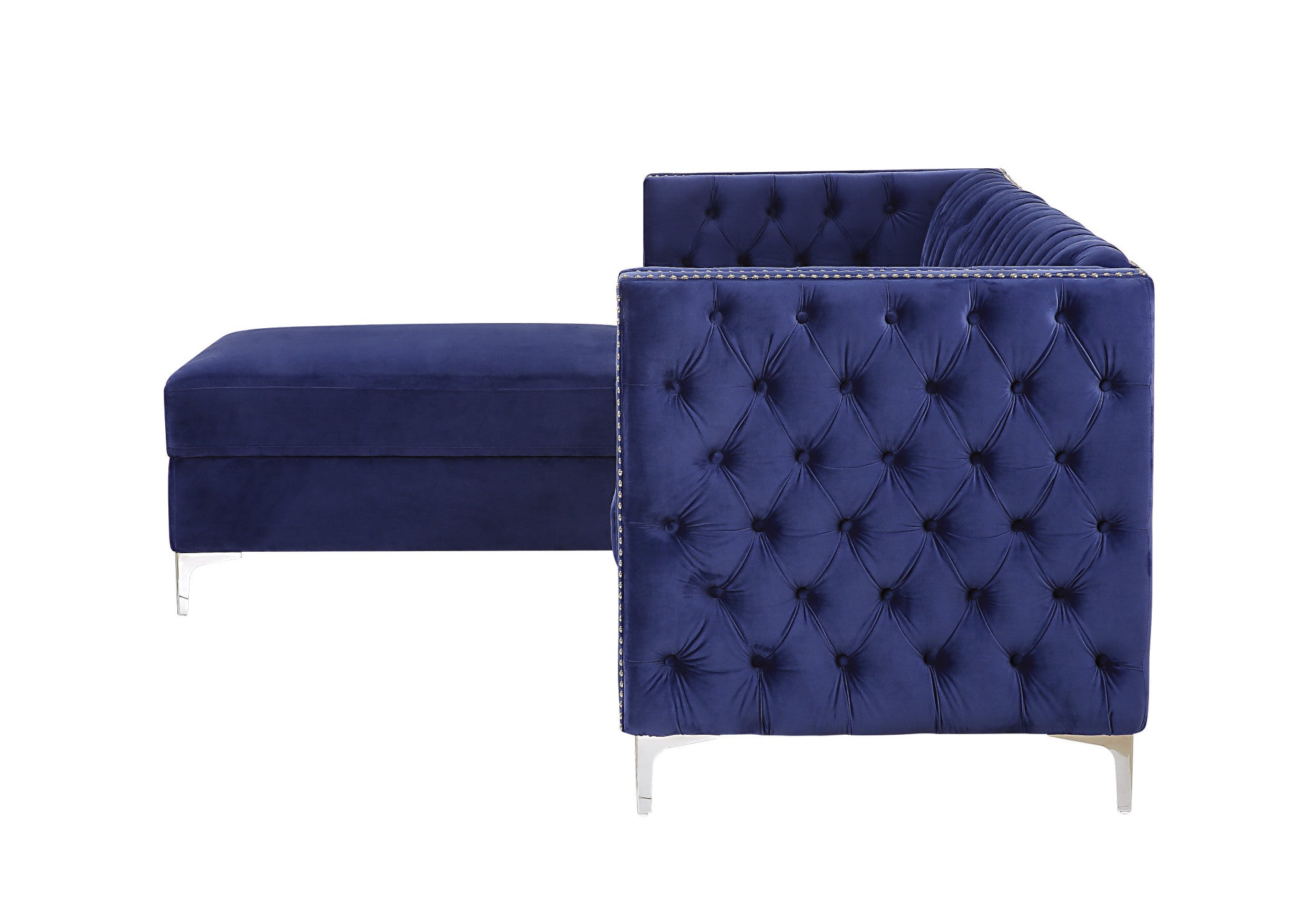 108" Velvet Tuxedo Chaise Sofa