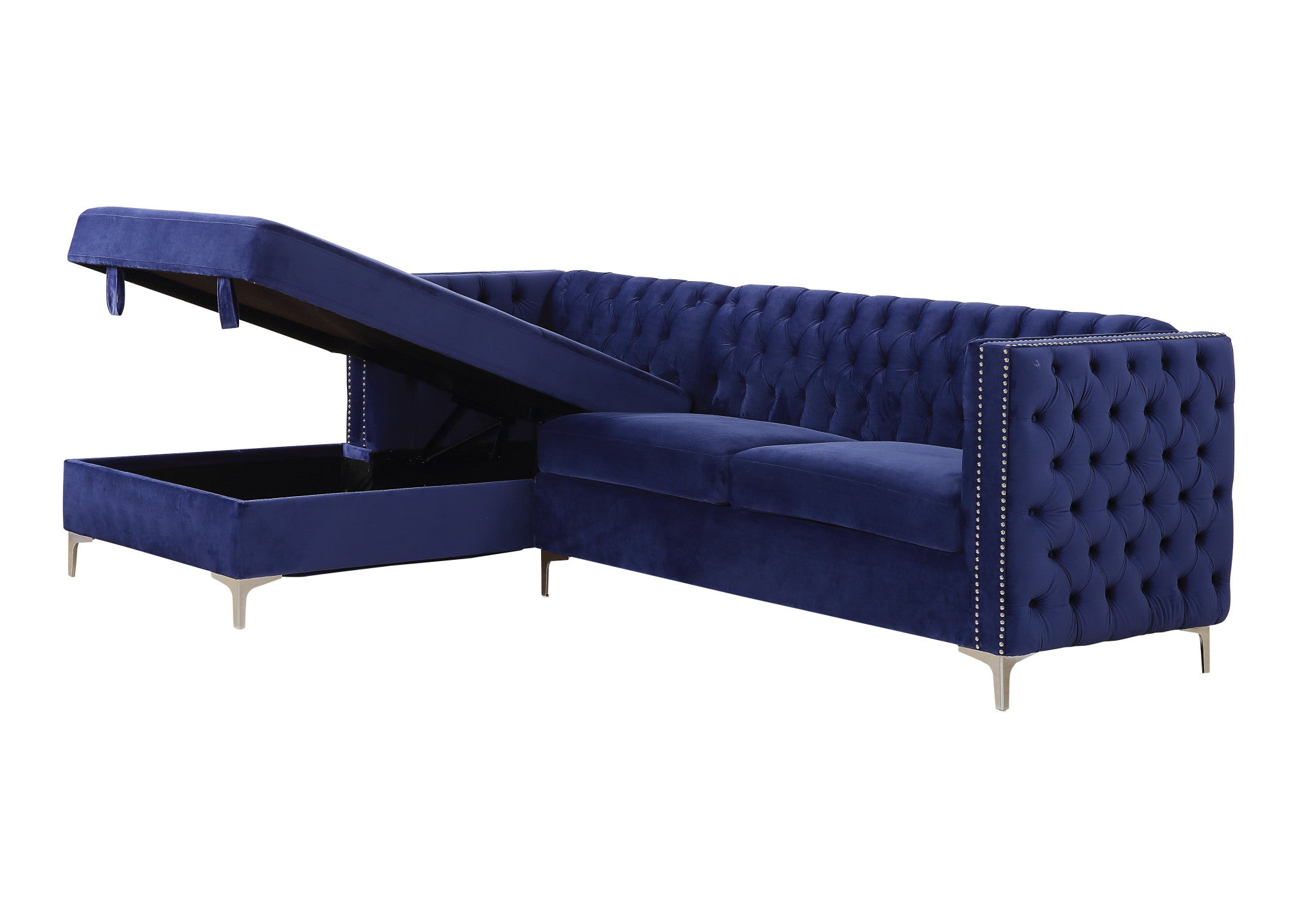 108" Velvet Tuxedo Chaise Sofa