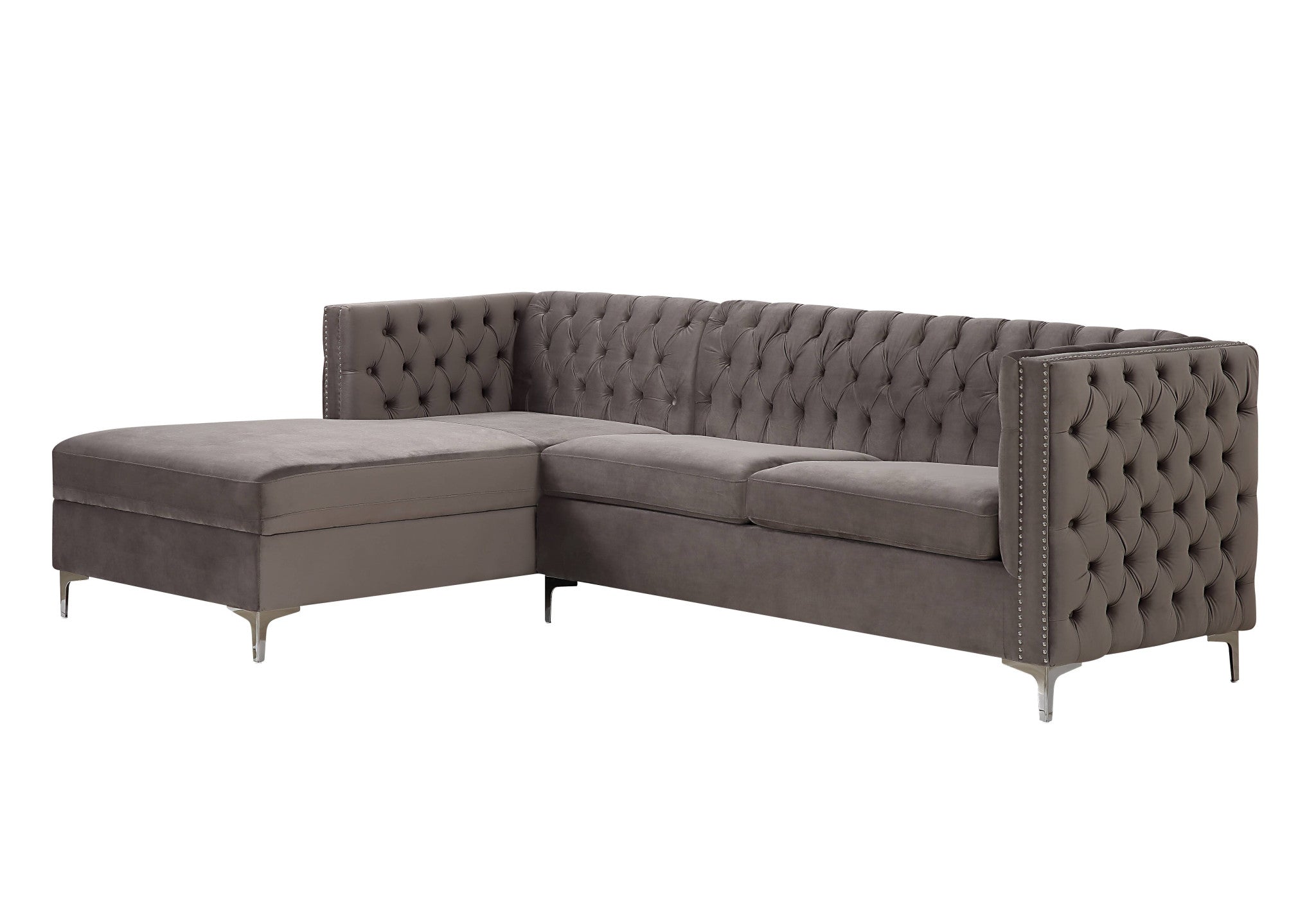 108" Velvet Tuxedo Chaise Sofa