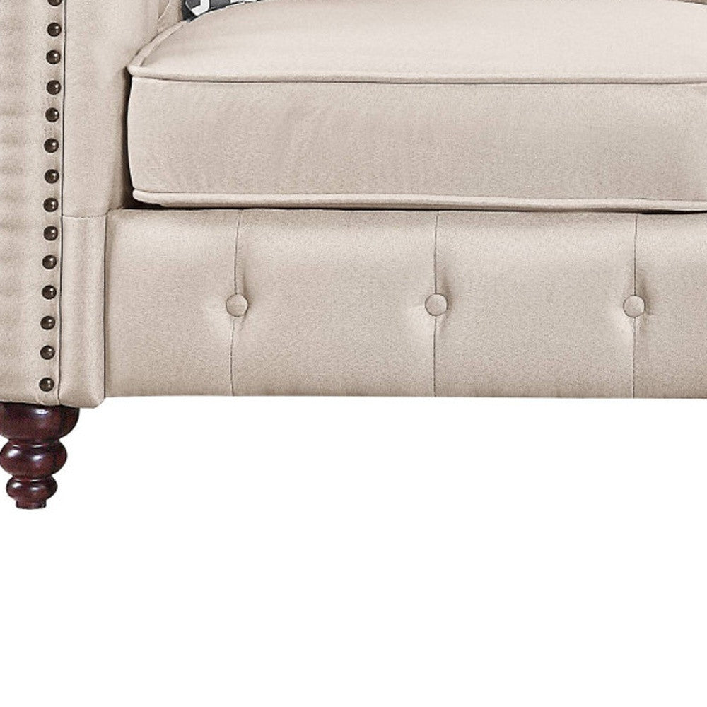 90" Beige Chesterfield Modular Chaise Sofa