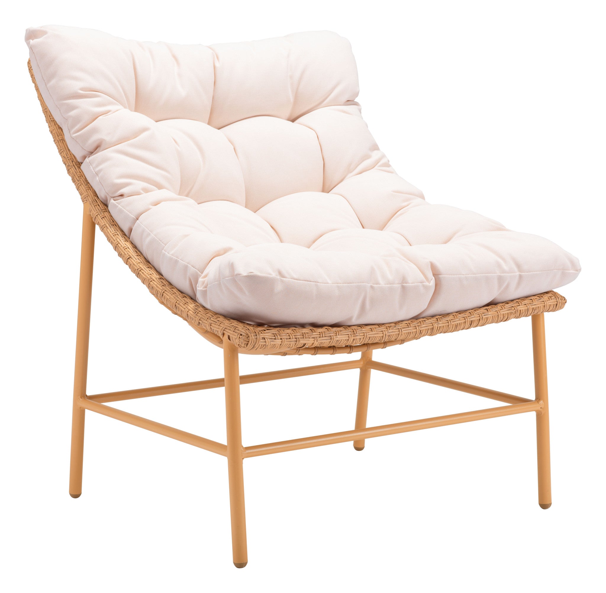 29" Beige and White Outdoor Chair