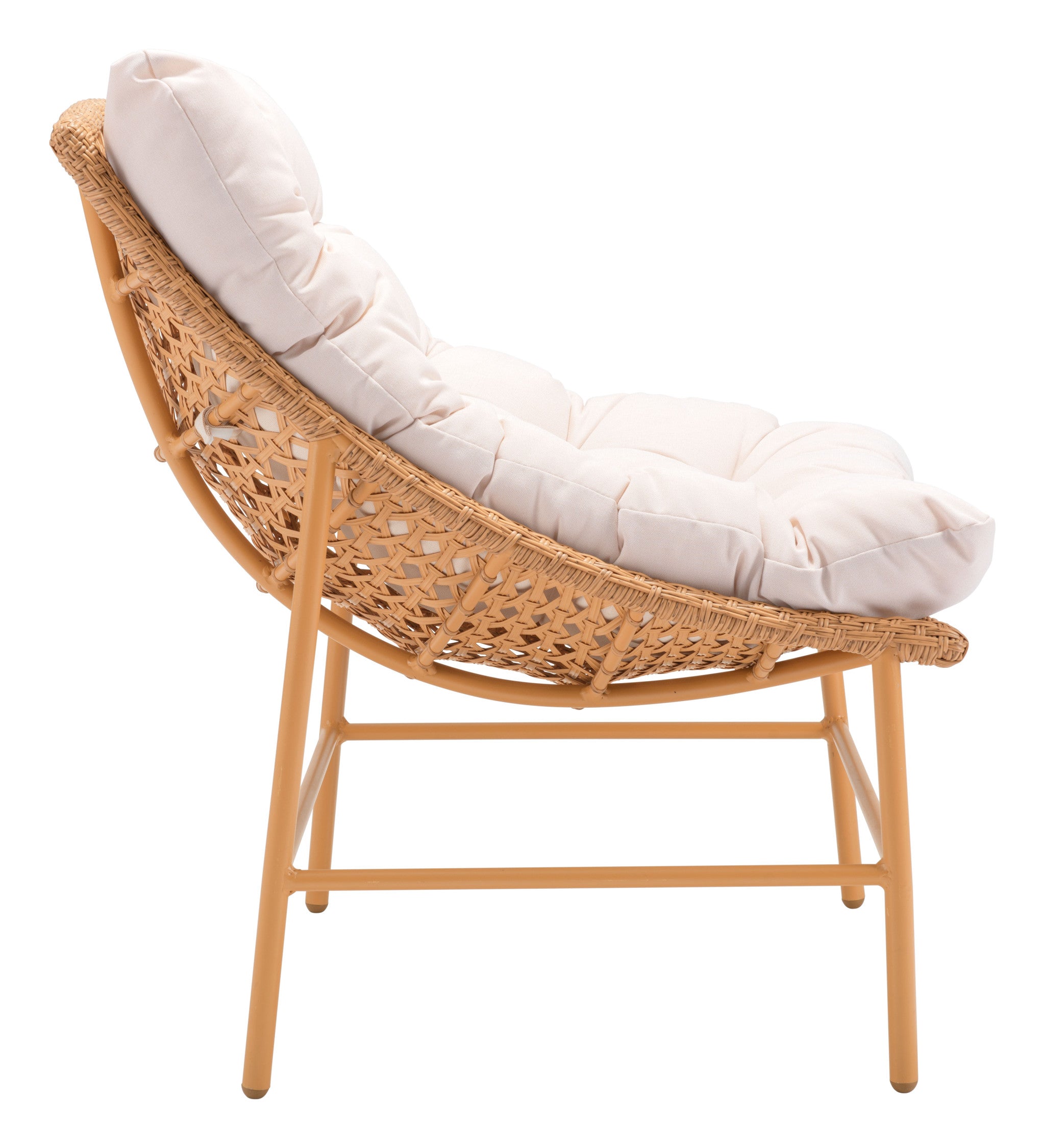 29" Beige and White Outdoor Chair