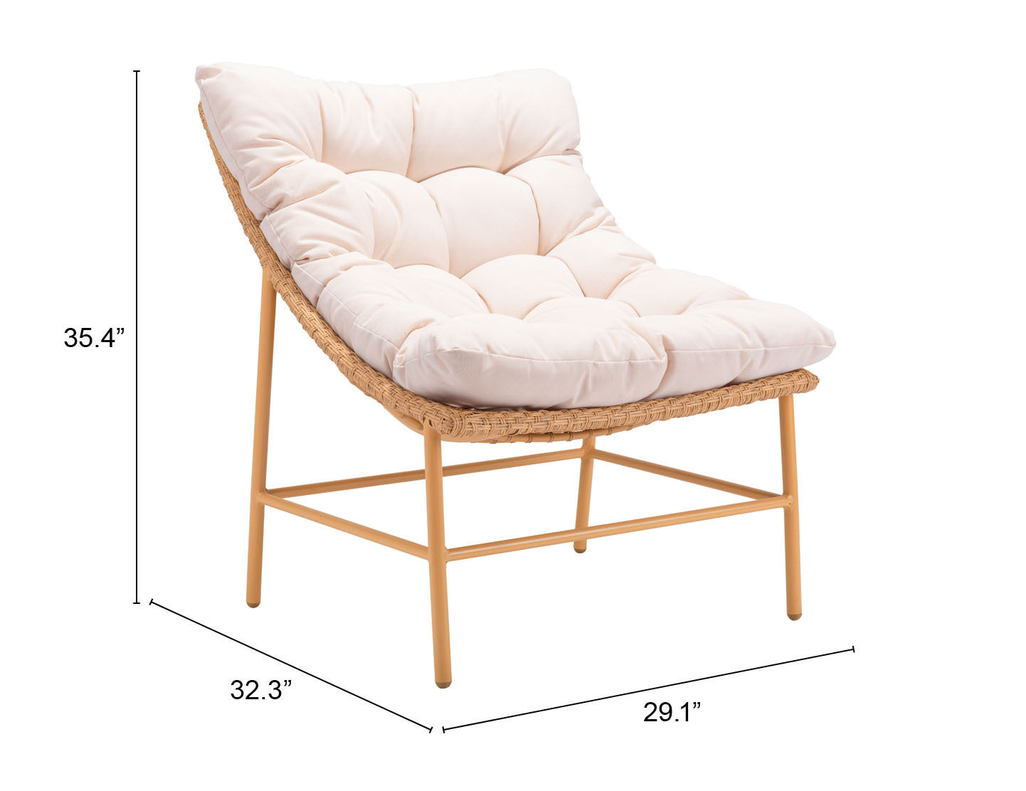 29" Beige and White Outdoor Chair