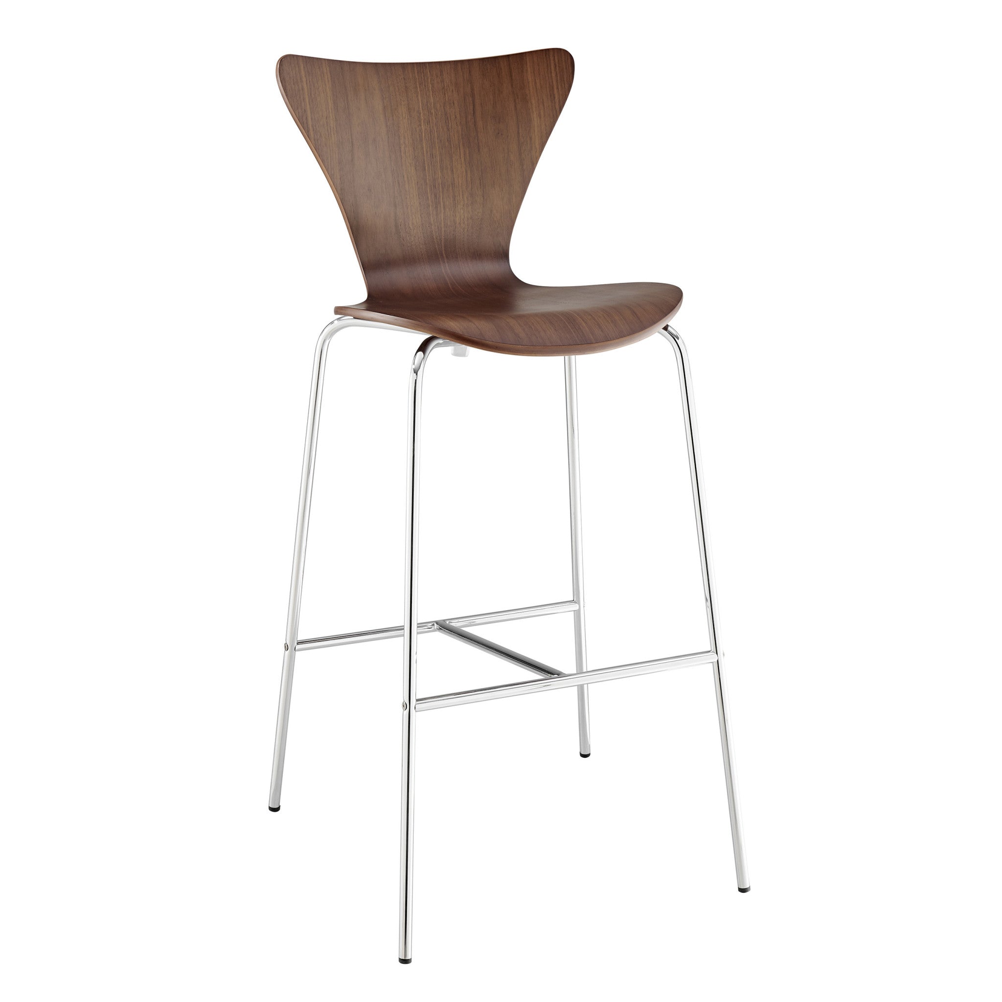 41" Brown and Silver Steel Bucket Bar Chair