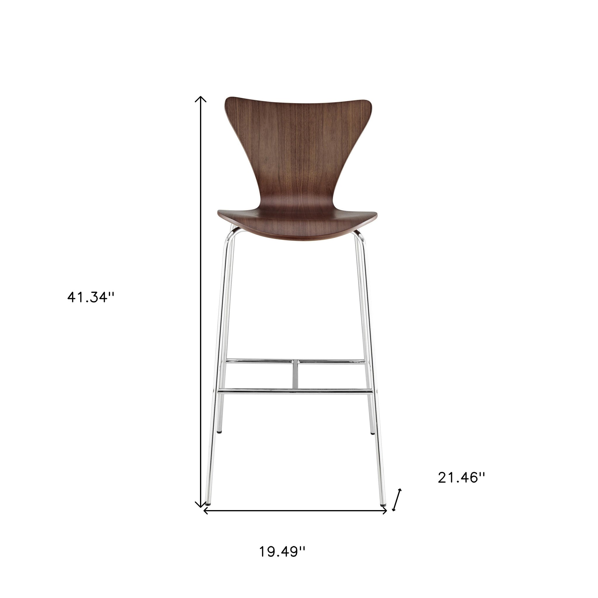 41" Brown and Silver Steel Bucket Bar Chair