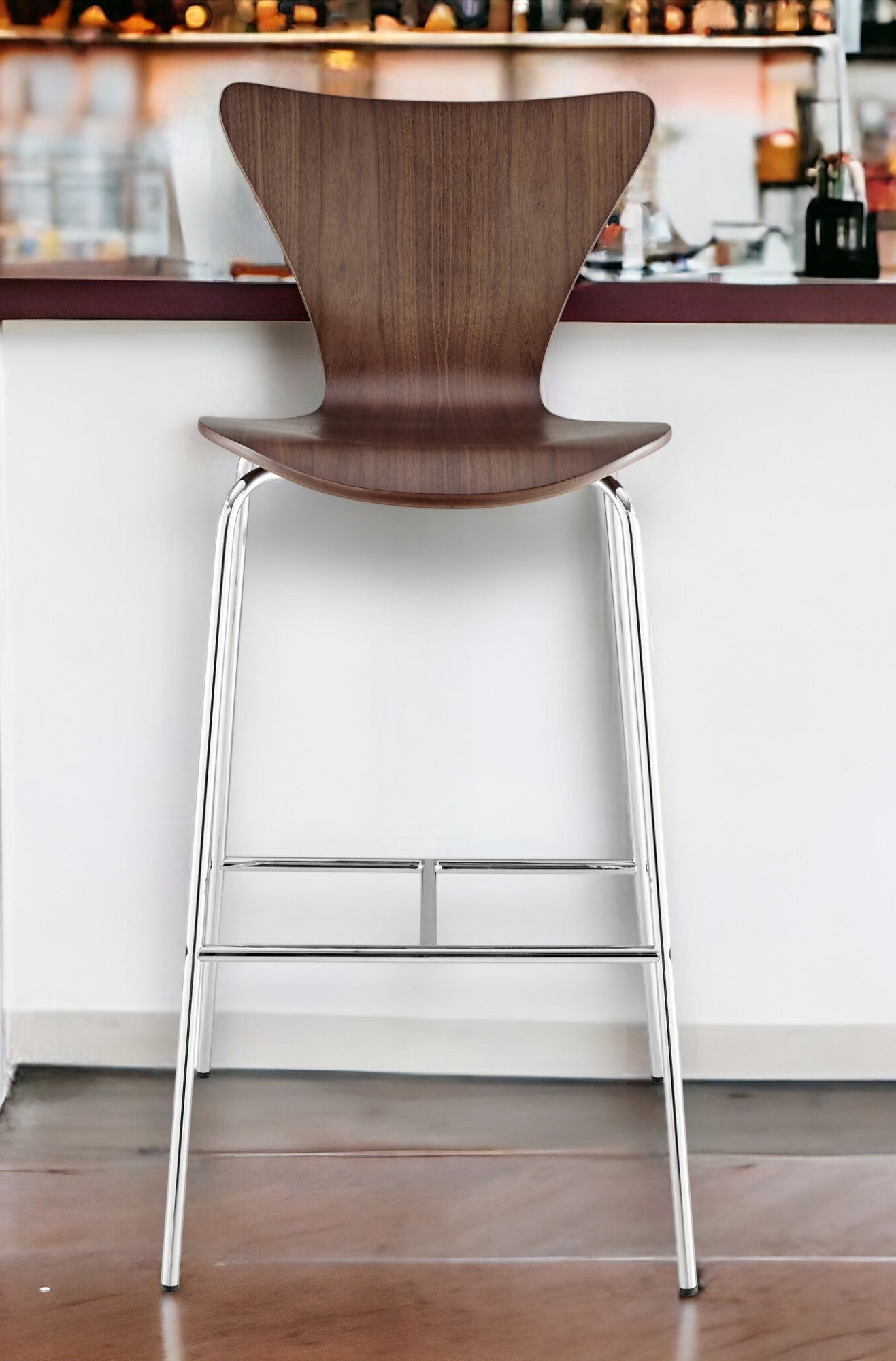 41" Brown and Silver Steel Bucket Bar Chair