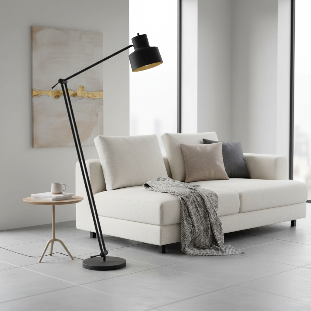65" Black Adjustable Dome Floor Lamp