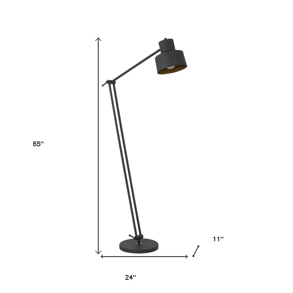 65" Black Adjustable Dome Floor Lamp