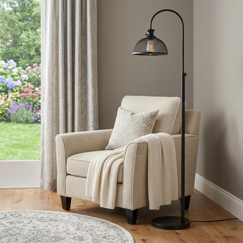 61" Black Dome Floor Lamp