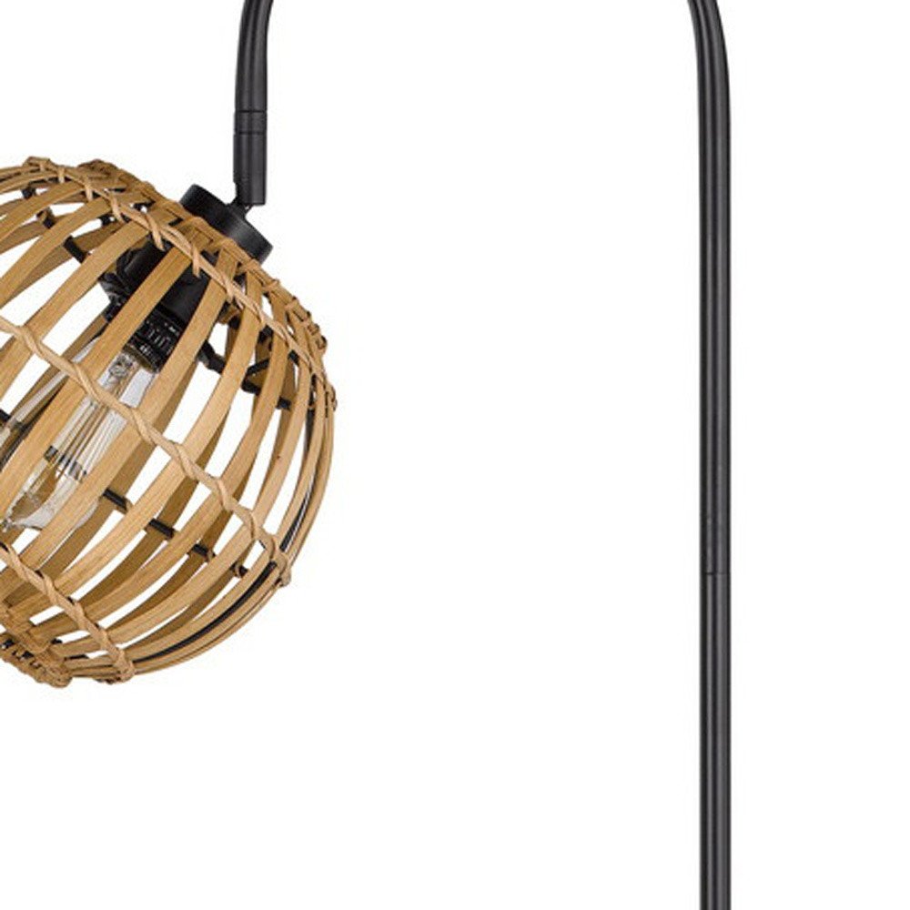 63" Brown Wicker Globe Floor Lamp