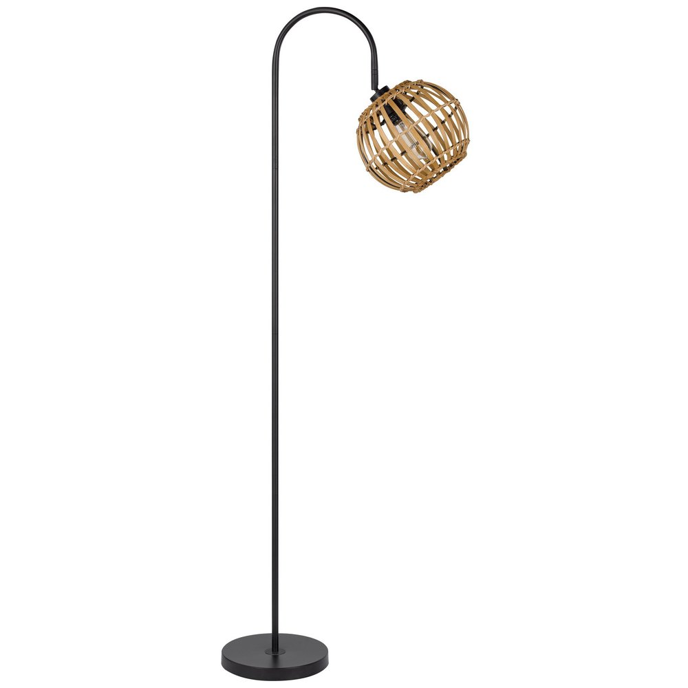 63" Brown Wicker Globe Floor Lamp