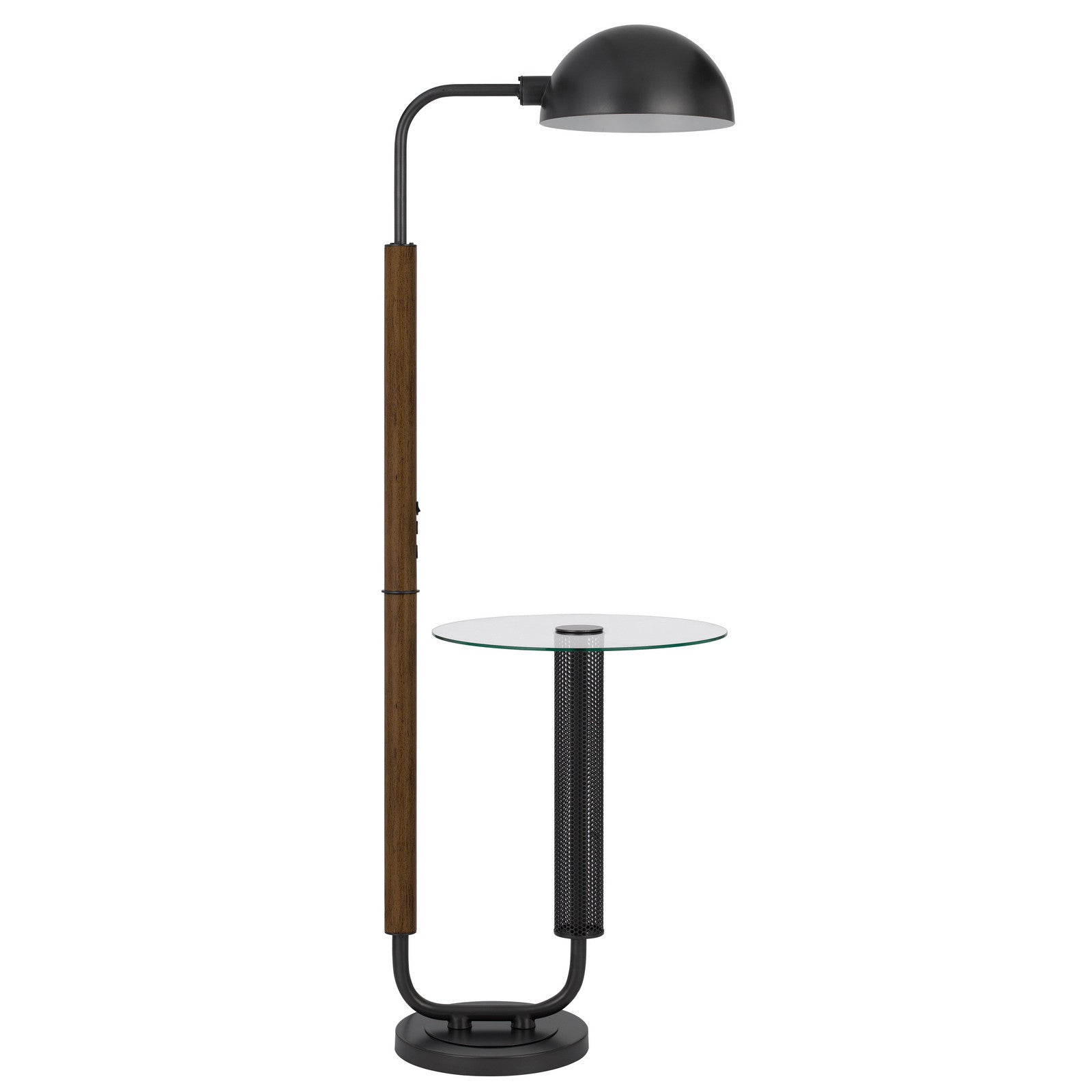 63" Brown and Black Overhang Floor Lamp and Table