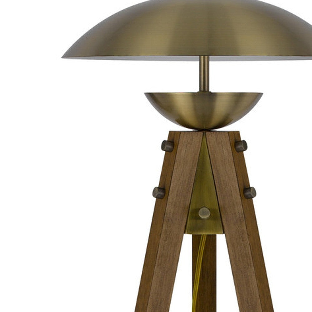 55" Brass Tripod Floor Lamp with Shade