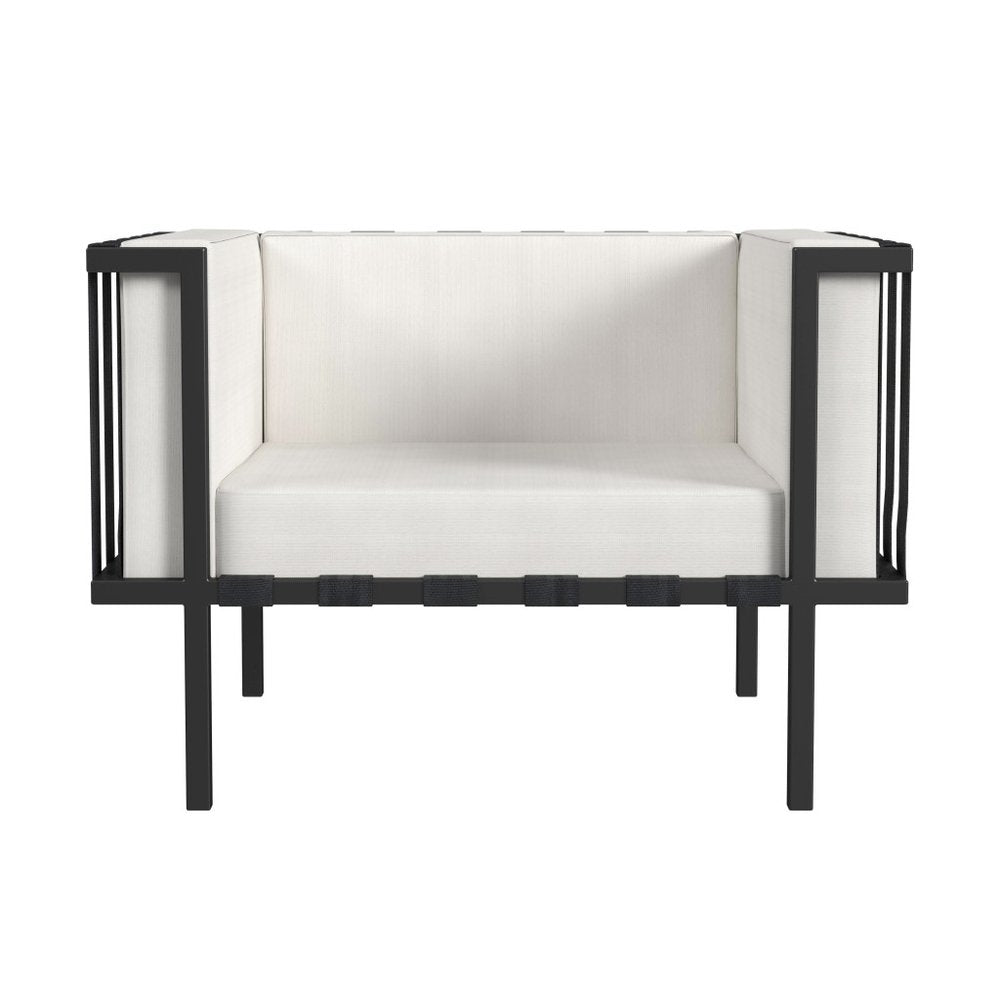 33" Black and White Sunbrella Outdoor Chair