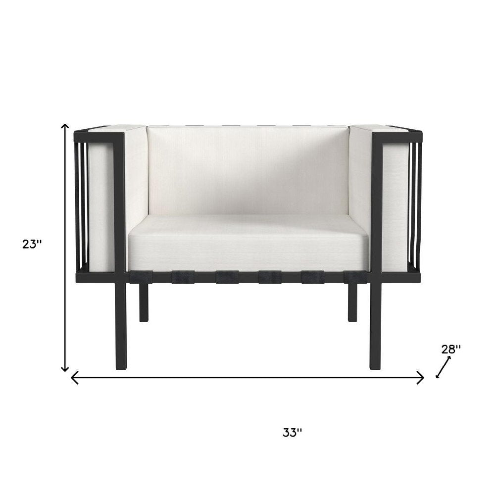 33" Black and White Sunbrella Outdoor Chair