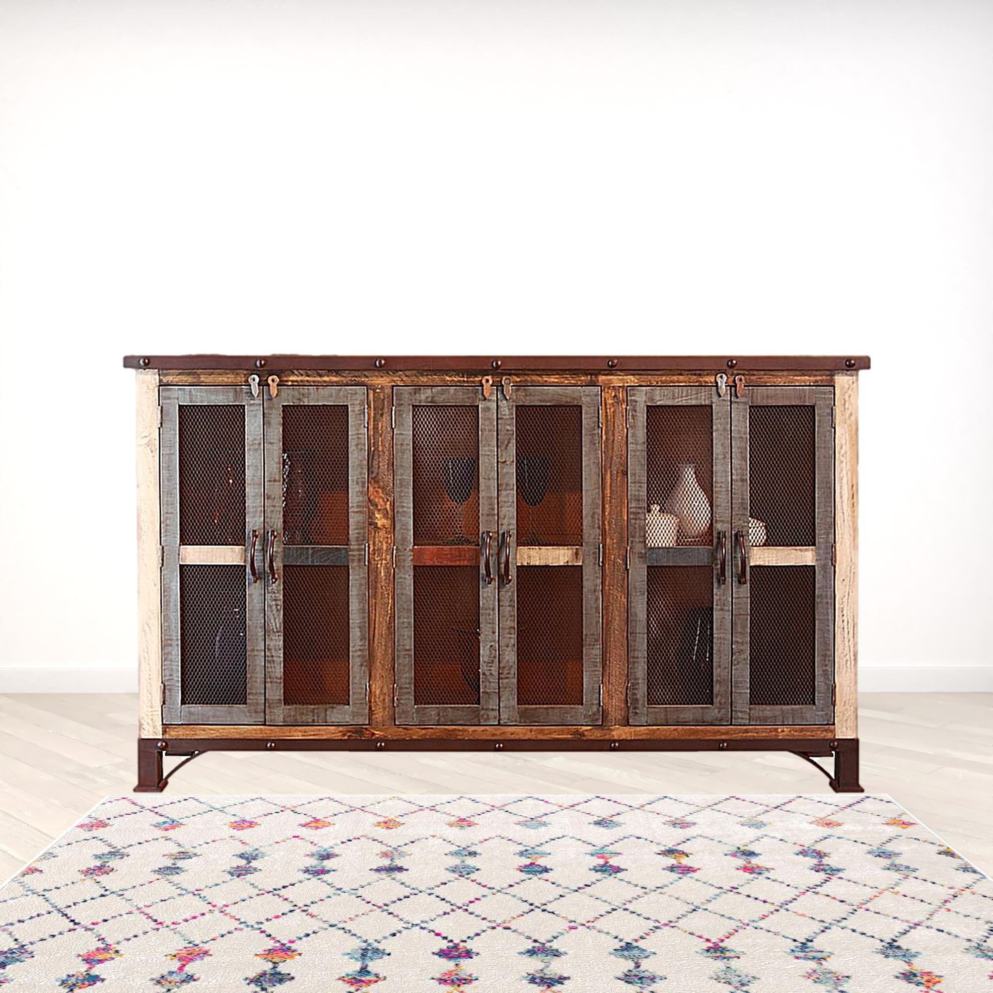 71" Rustic Brown Wood Credenza