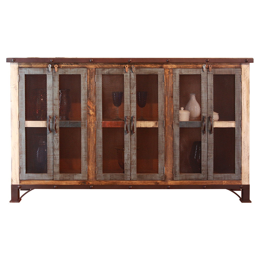 71" Rustic Brown Wood Credenza