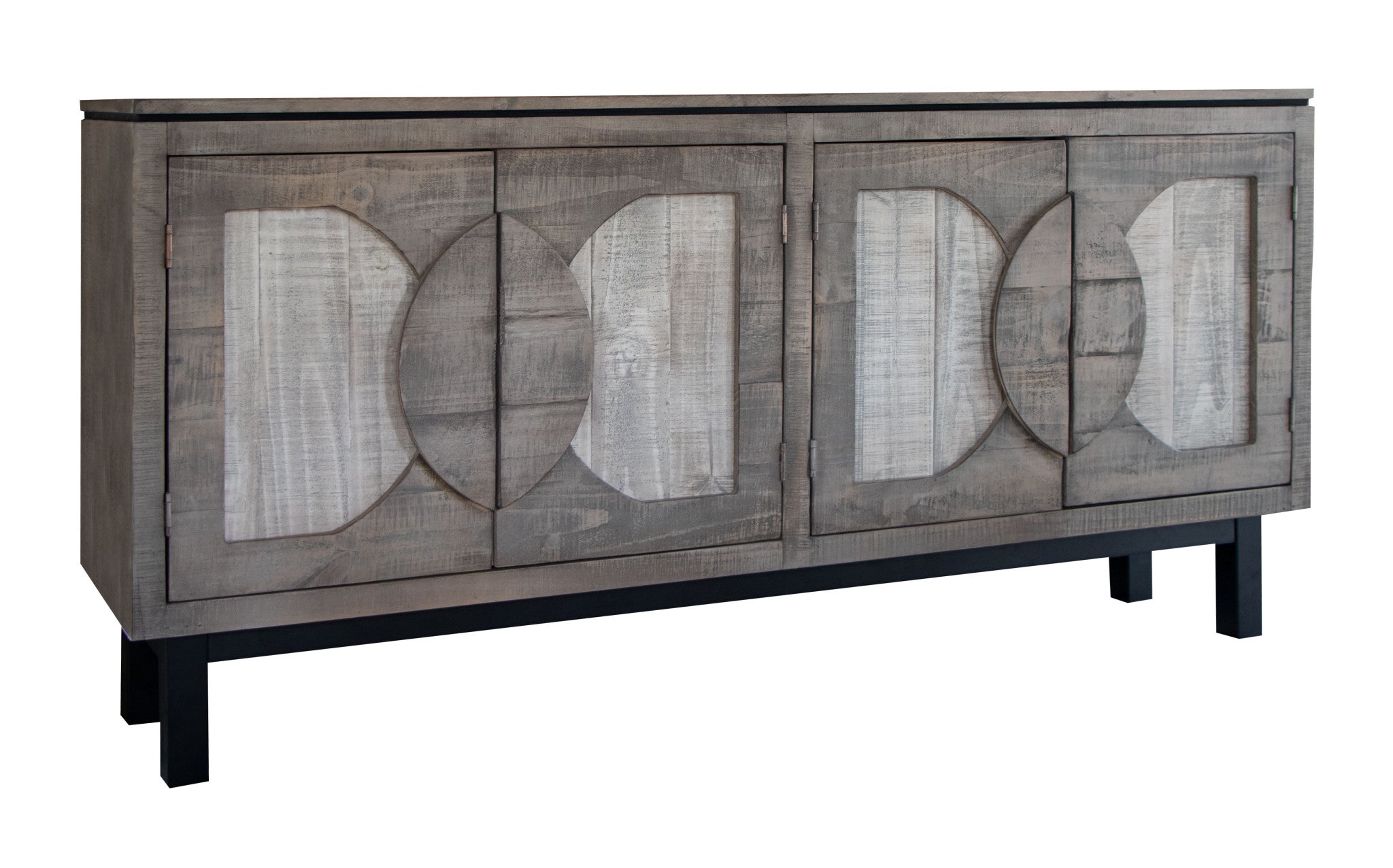 69" Gray Distressed Wood Modern Credenza