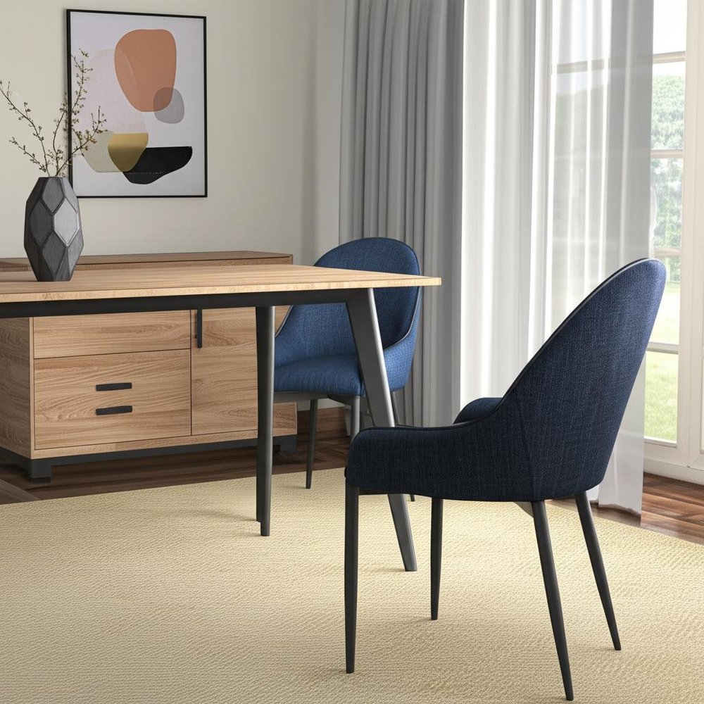 Set of Two 22" Blue Modern Barrel Dining Chair