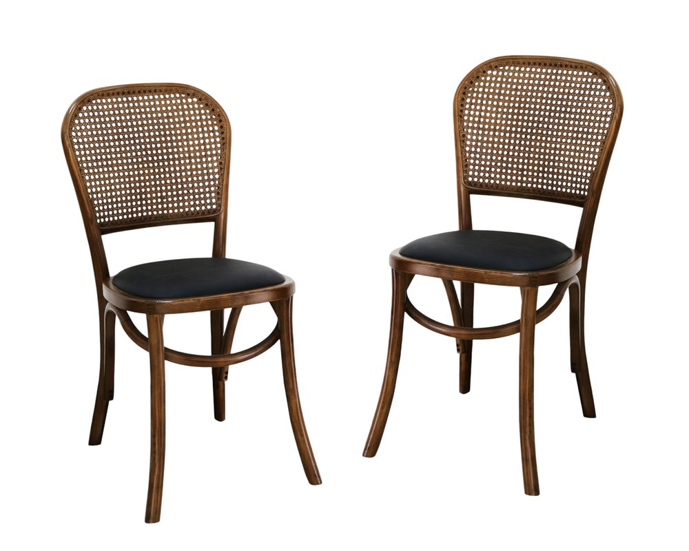 Set of Two 34" Brown Faux Leather Farmhouse Dining Chair