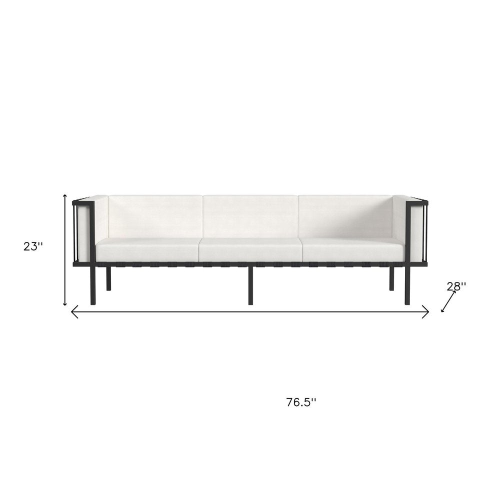 77" White Sunbrella Outdoor Club Sofa