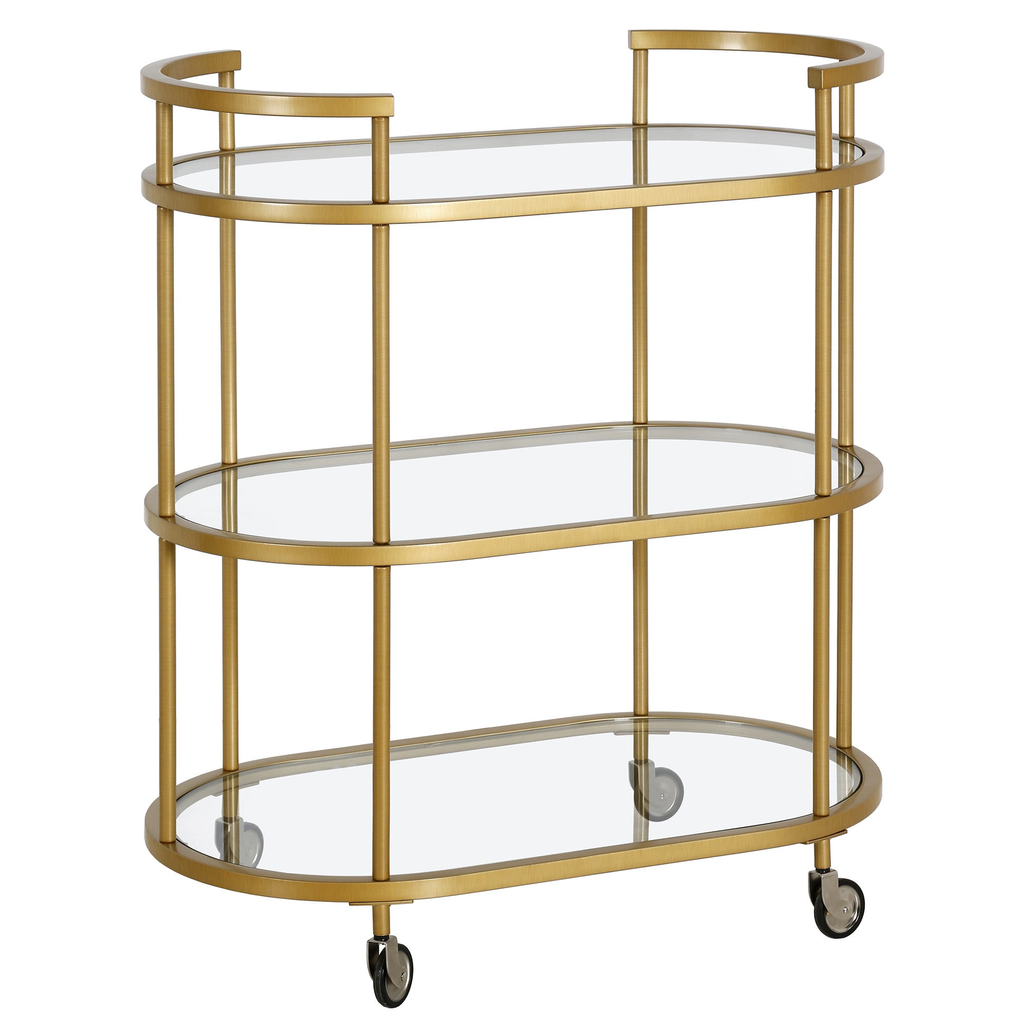 30" Brass Oval 3 Platform Bar Cart