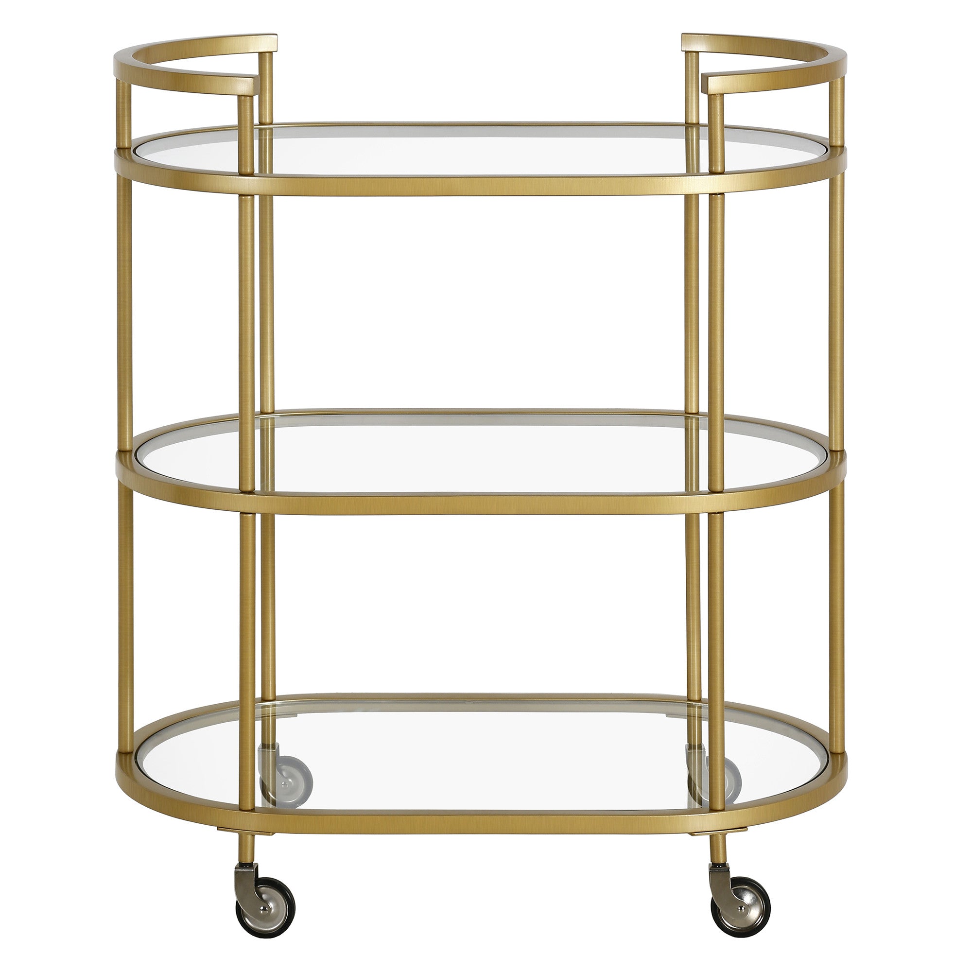 30" Brass Oval 3 Platform Bar Cart