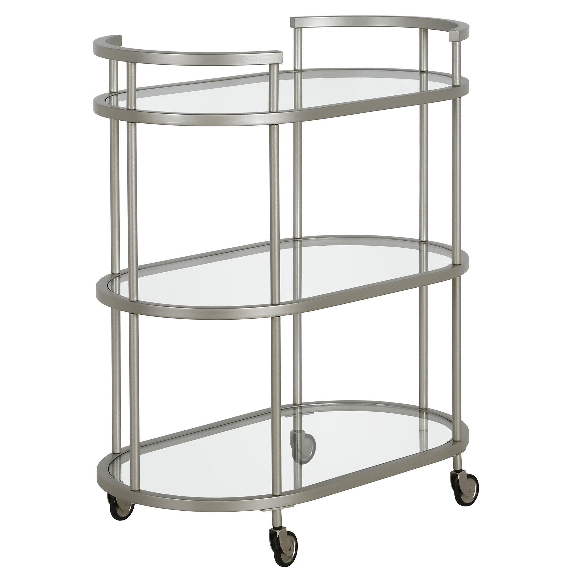 30" Silver Oval 3 Platform Bar Cart