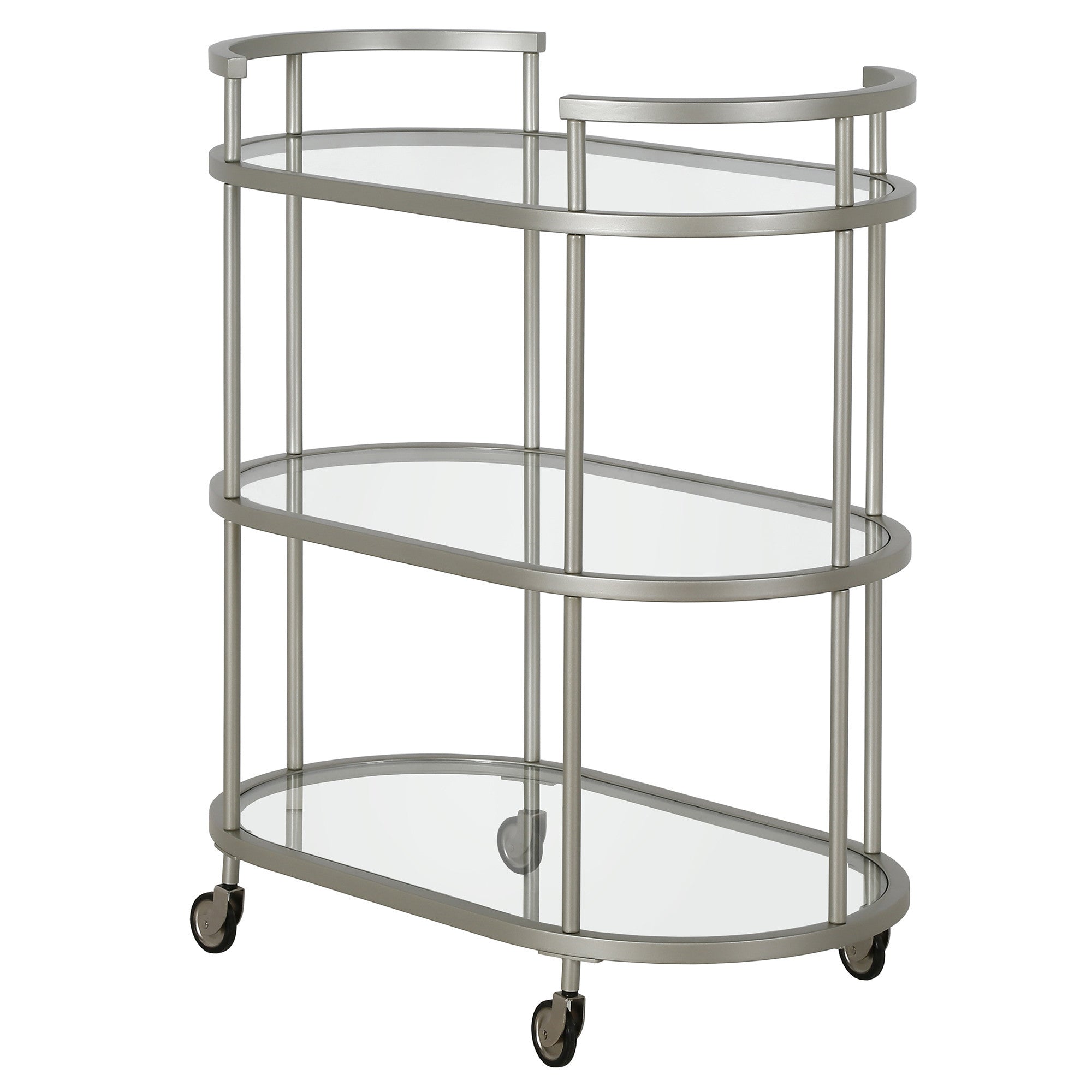 30" Silver Oval 3 Platform Bar Cart