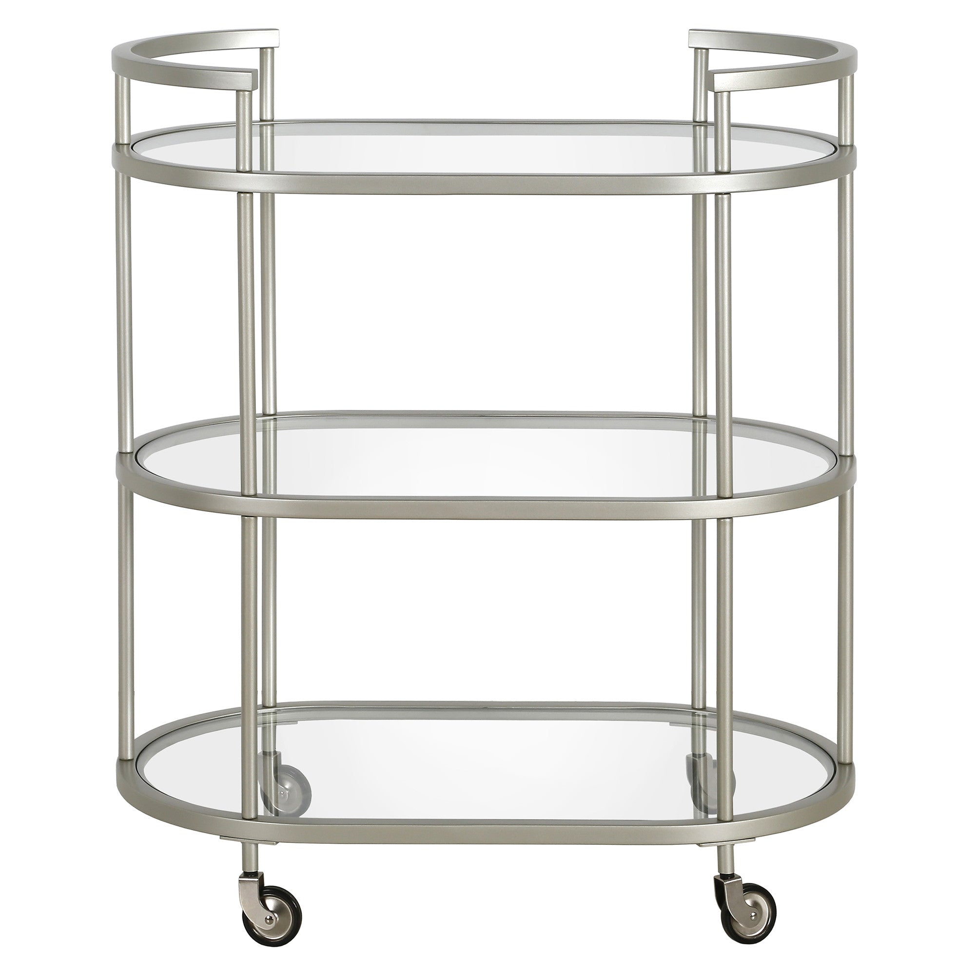 30" Silver Oval 3 Platform Bar Cart