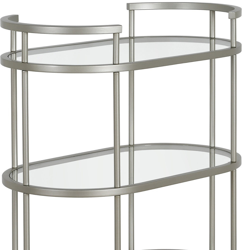 30" Silver Oval 3 Platform Bar Cart