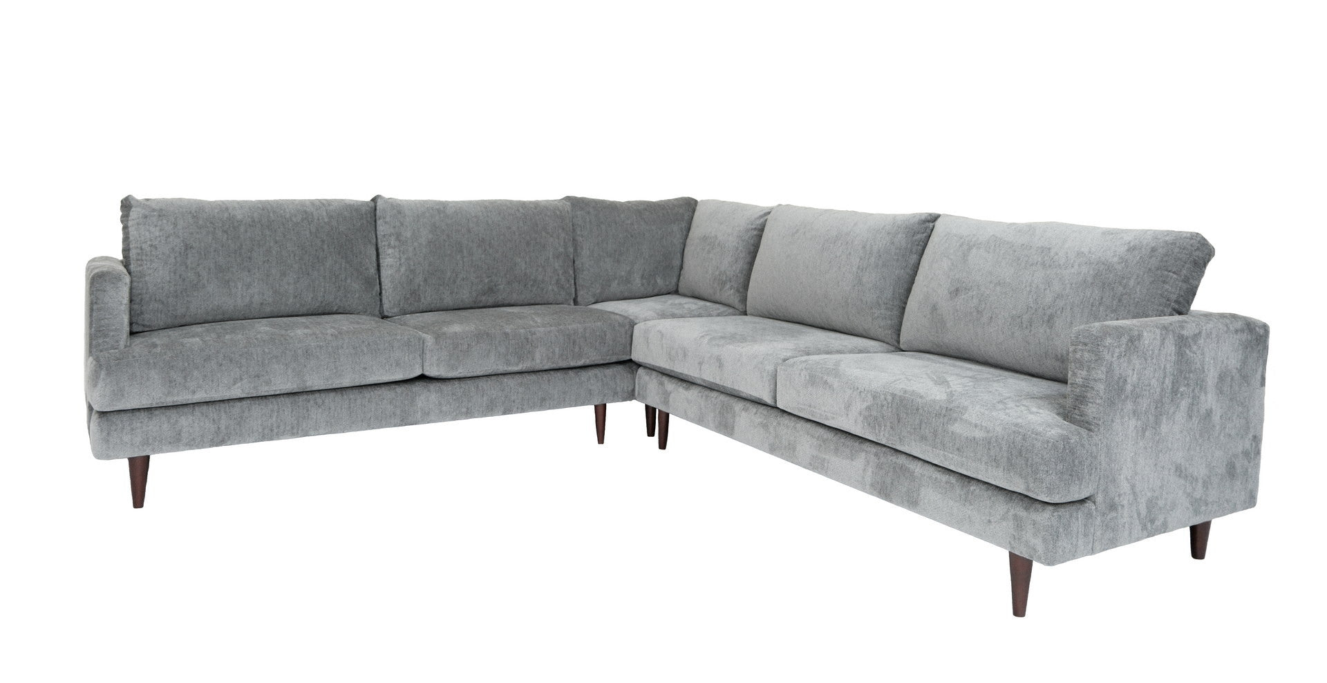 110" Silver Velvet 3 Piece Sectional Sofa