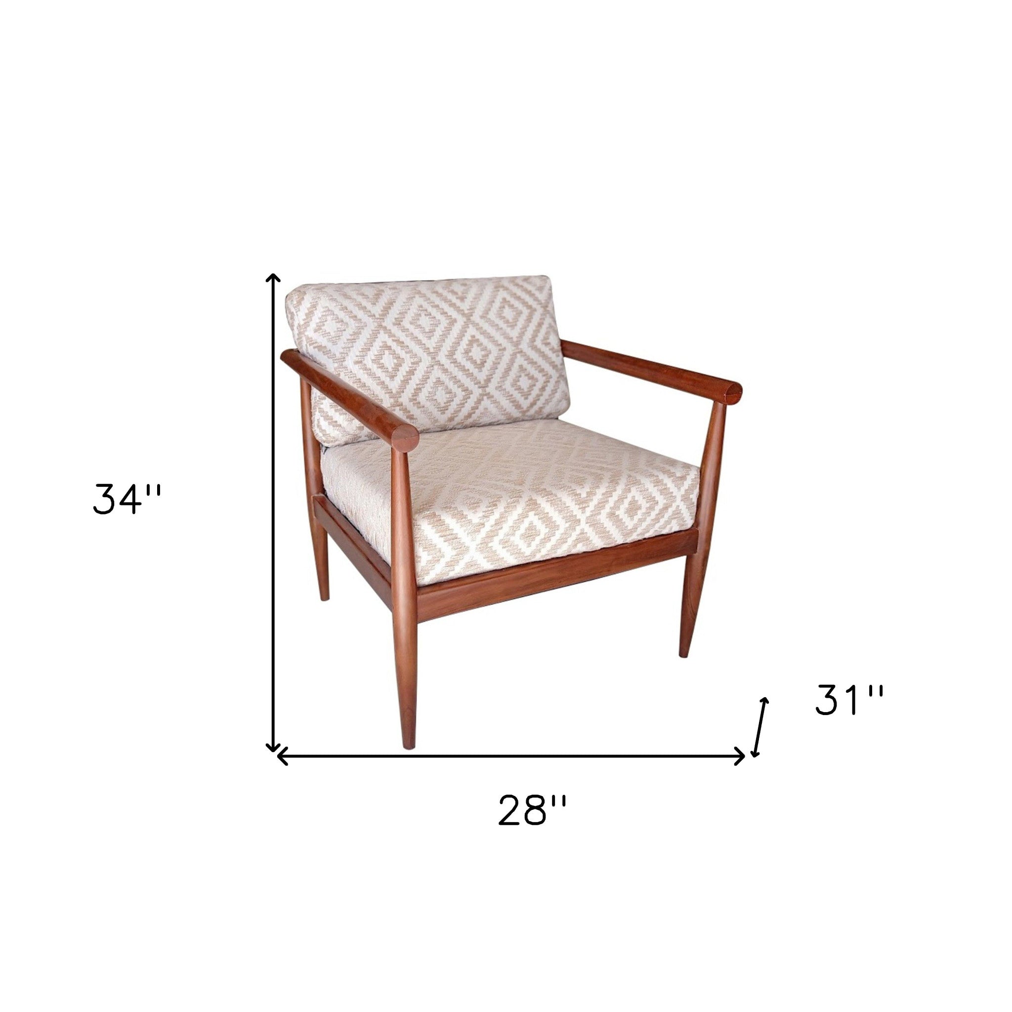 31" Beige and Brown Coastal Armchair